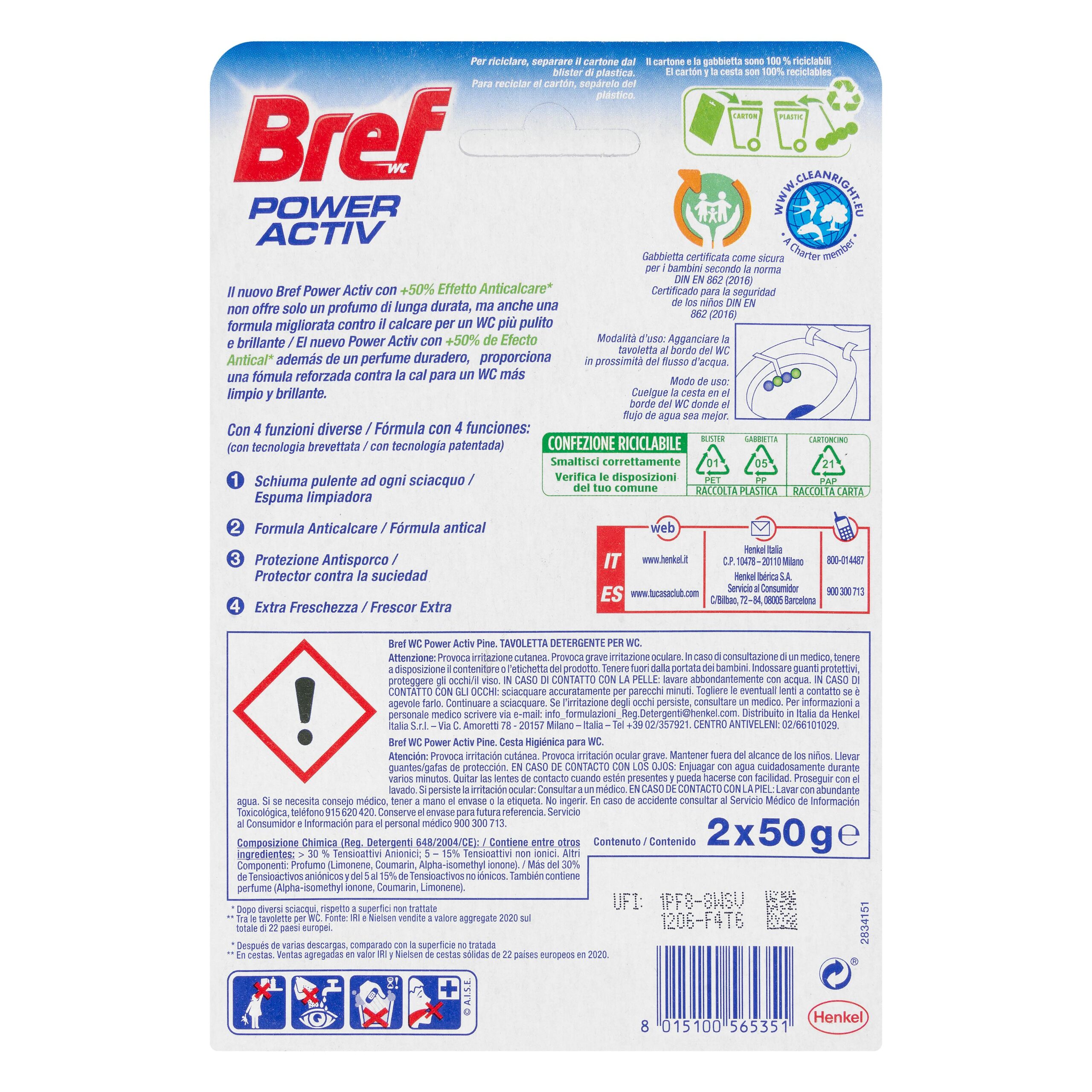 Etiqueta Colgador WC Power Activ Pino Bref