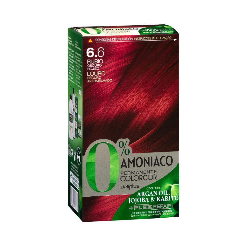 Coloración permanente 0% amoníaco Deliplus 6.6 rubio oscuro rojizo Colorcor