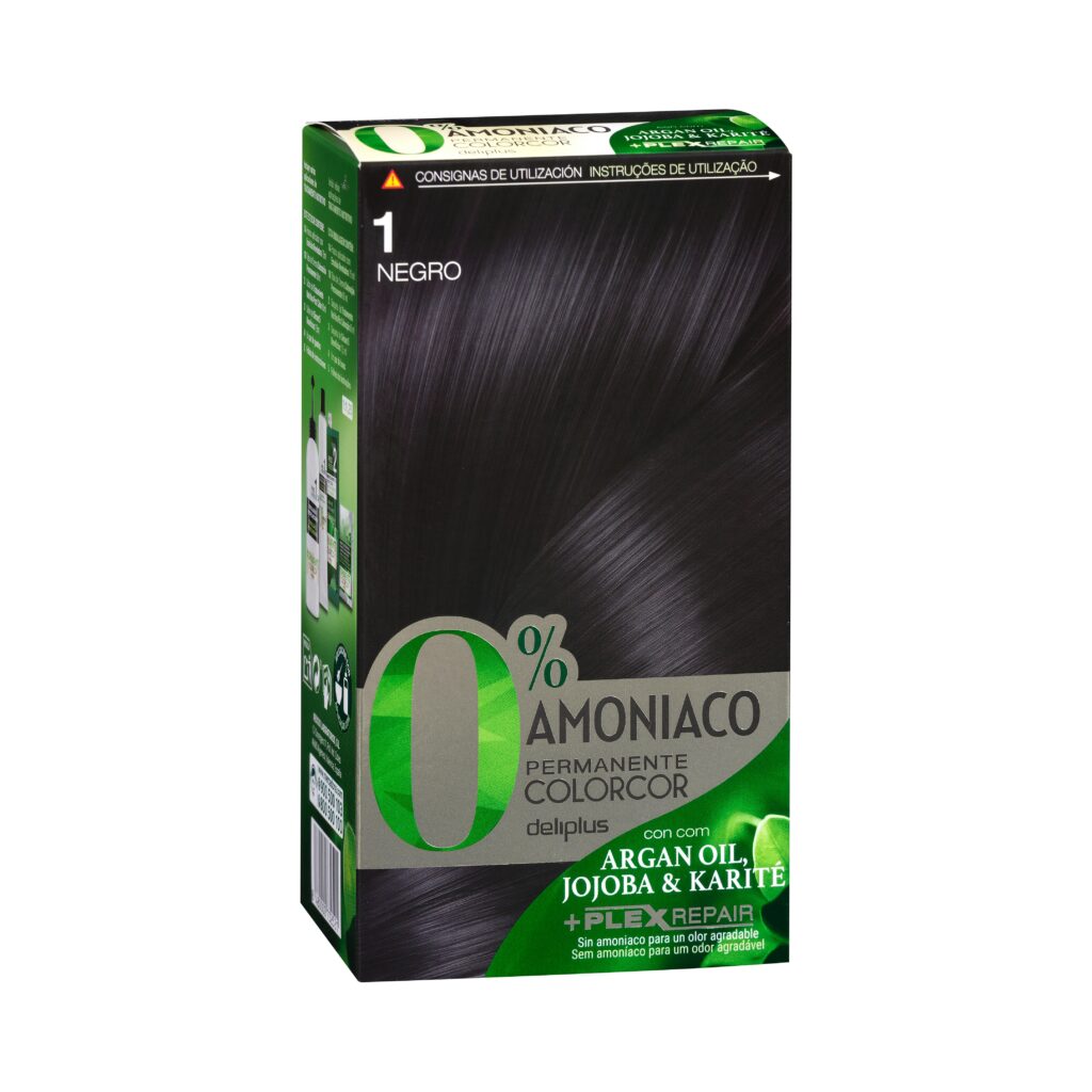 Coloración permanente 1 negro Deliplus 0% amoníaco Colorcor