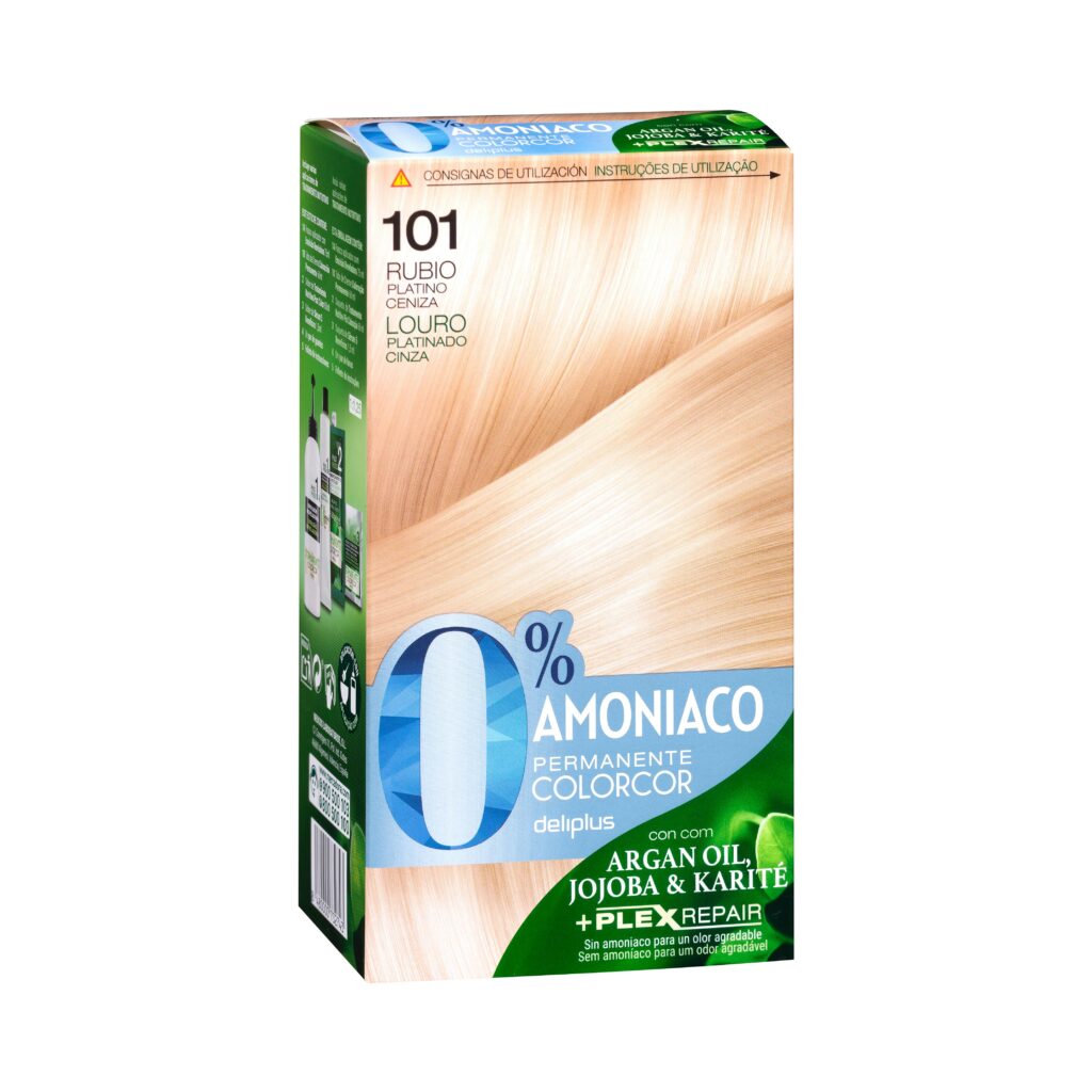 Coloración permanente 101 rubio platino ceniza Deliplus 0% amoníaco Colorcor