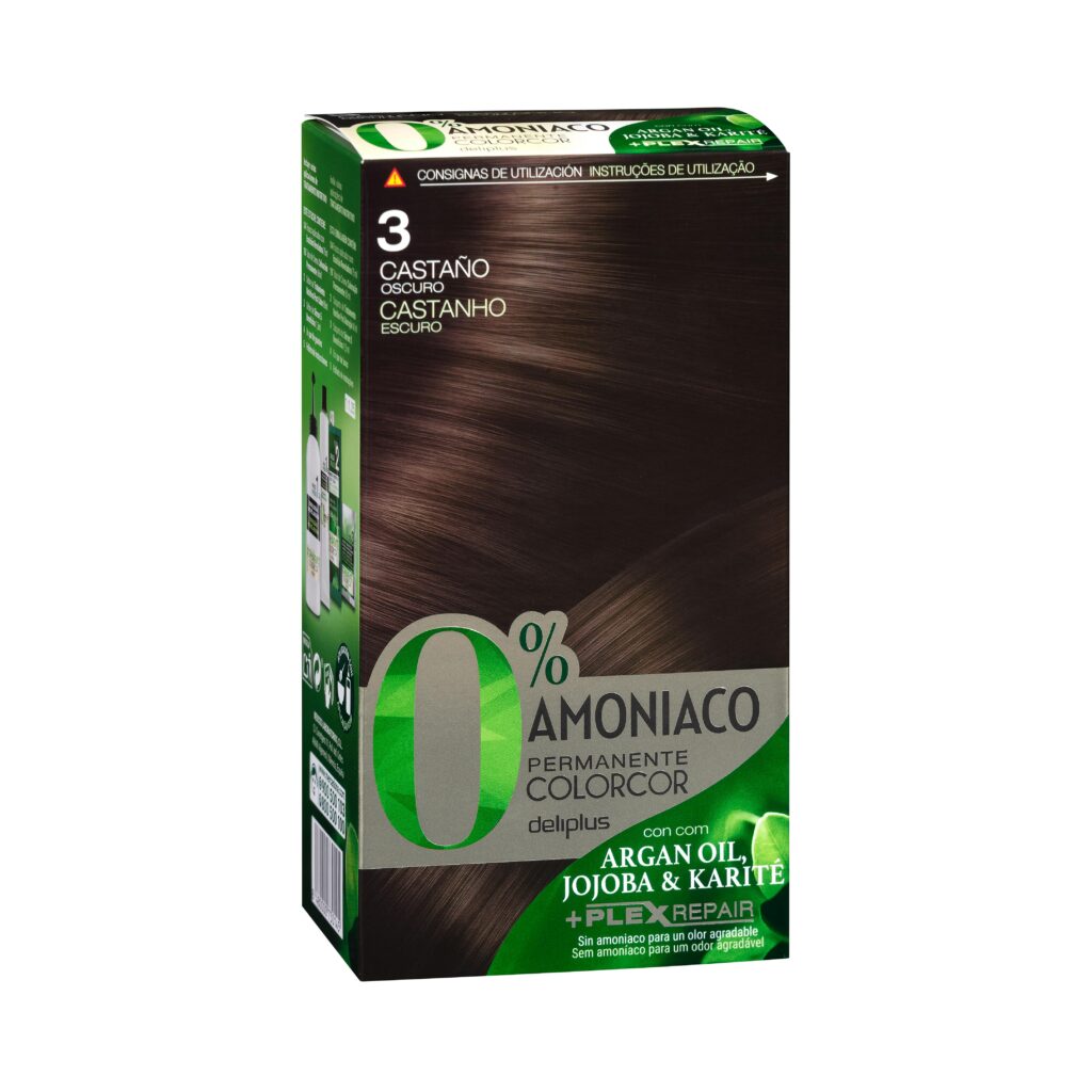 Coloración permanente 3 castaño oscuro Deliplus 0% amoníaco Colorcor