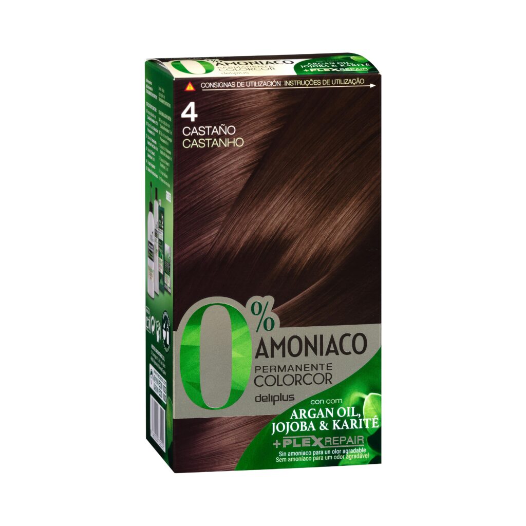 Coloración permanente 4 castaño Deliplus 0% amoníaco Colorcor