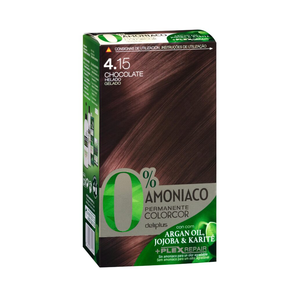 Coloración permanente 4.15 chocolate helado Deliplus 0% amoníaco Colorcor