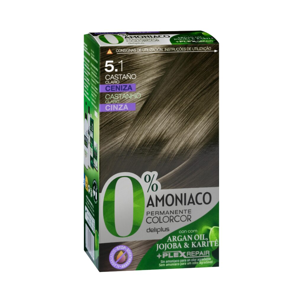 Coloración permanente 5.1 castaño claro ceniza Deliplus 0% amoníaco Colorcor