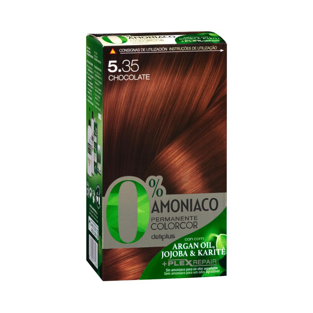 Coloración permanente 5.35 chocolate Deliplus 0% amoníaco Colorcor