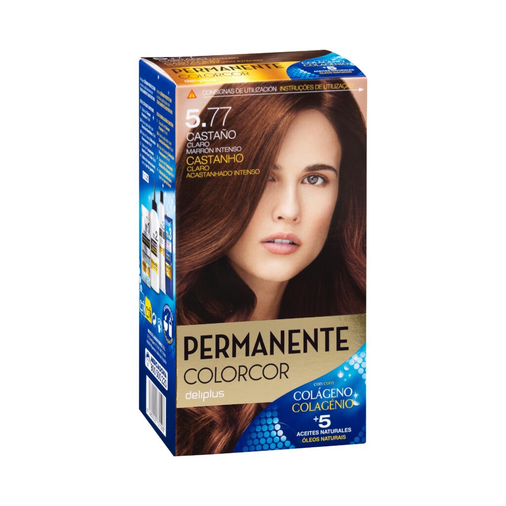 Coloración permanente 5.77 castaño claro marrón intenso Deliplus Colorcor