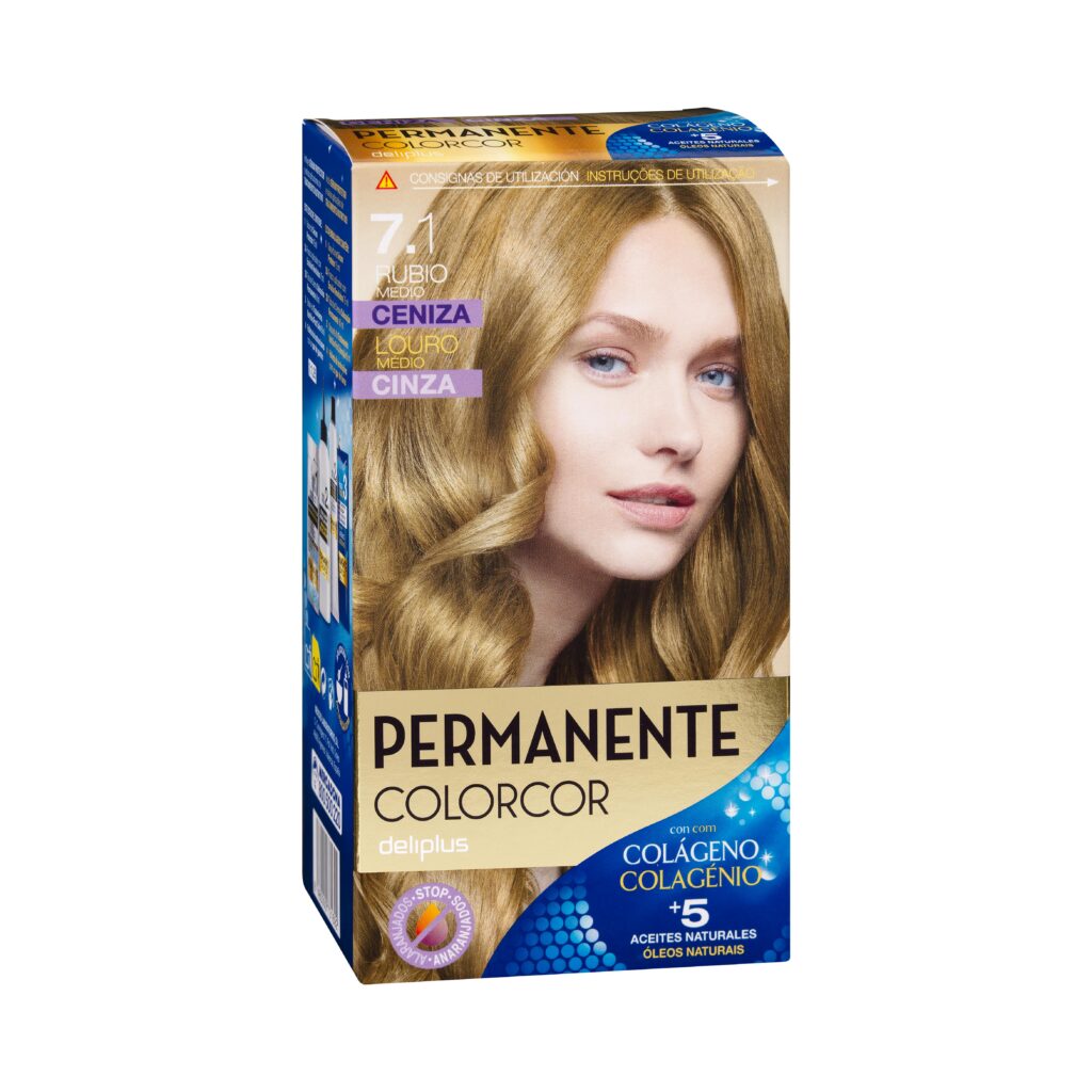 Coloración permanente 7.1 rubio medio ceniza Deliplus Colorcor
