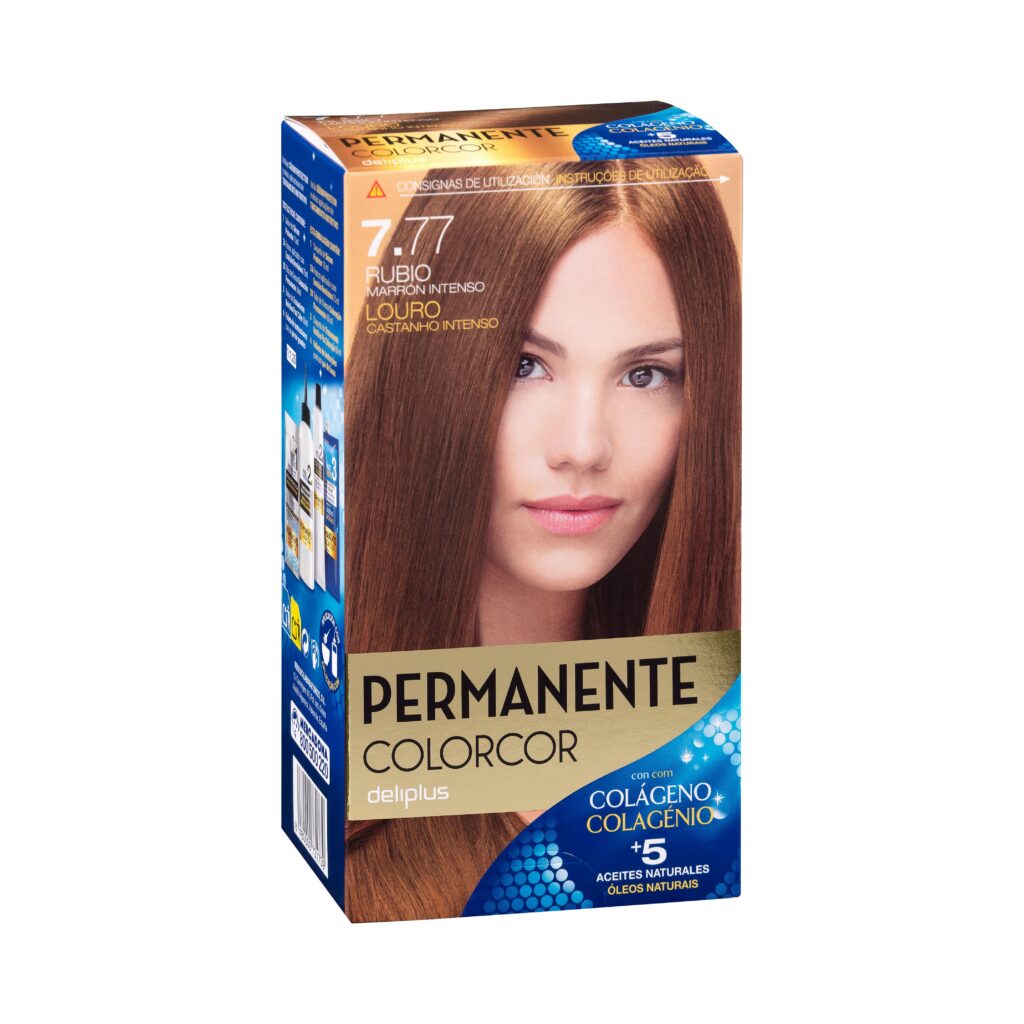 Coloración permanente 7.77 rubio marrón intenso Deliplus Colorcor
