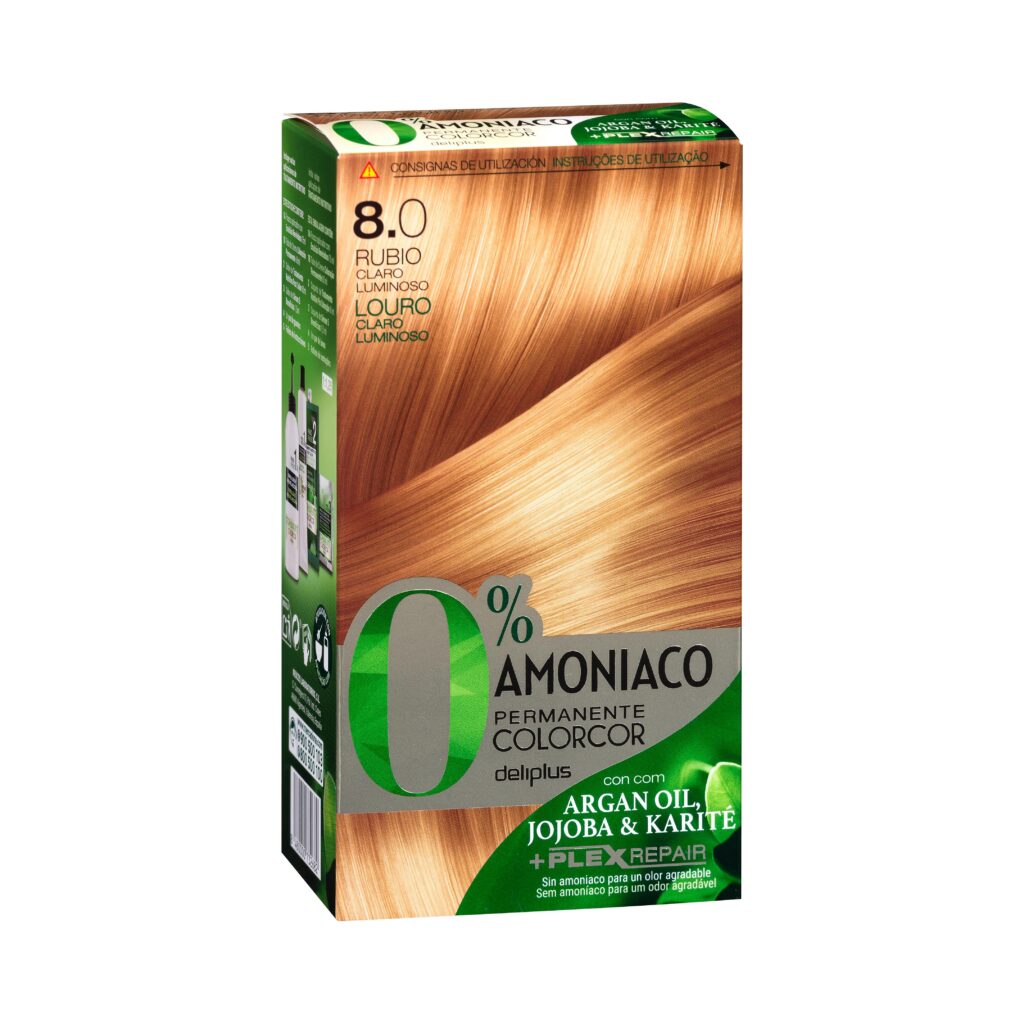Coloración permanente 8.0 rubio claro luminoso Deliplus 0% amoníaco Colorcor