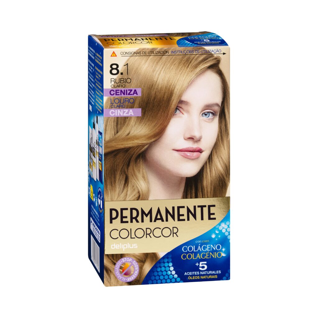 Coloración permanente 8.1 rubio claro ceniza Deliplus Colorcor