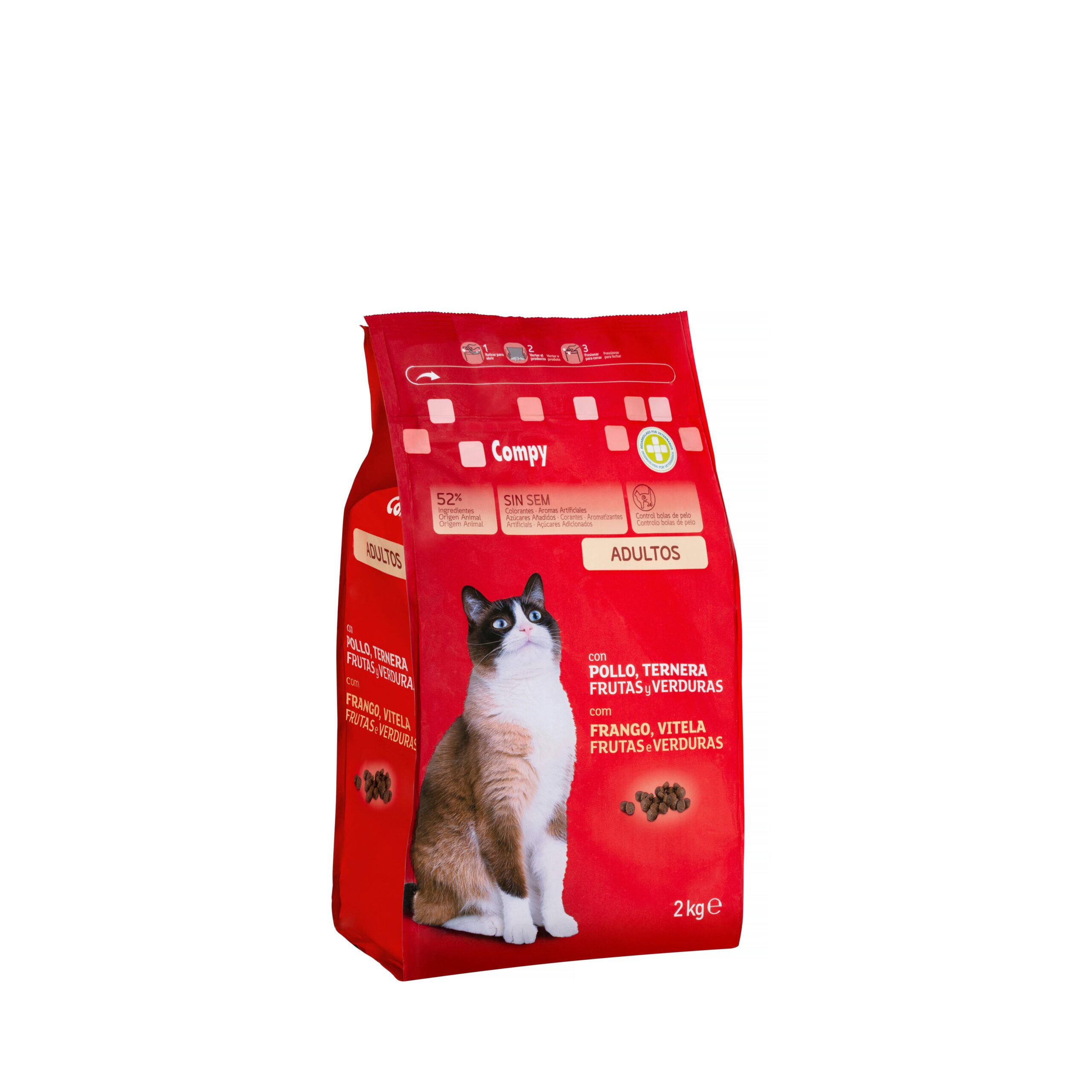 Comida gato adulto Compy con pollo, ternera, frutas y verduras Comida gato adulto Compy con pollo