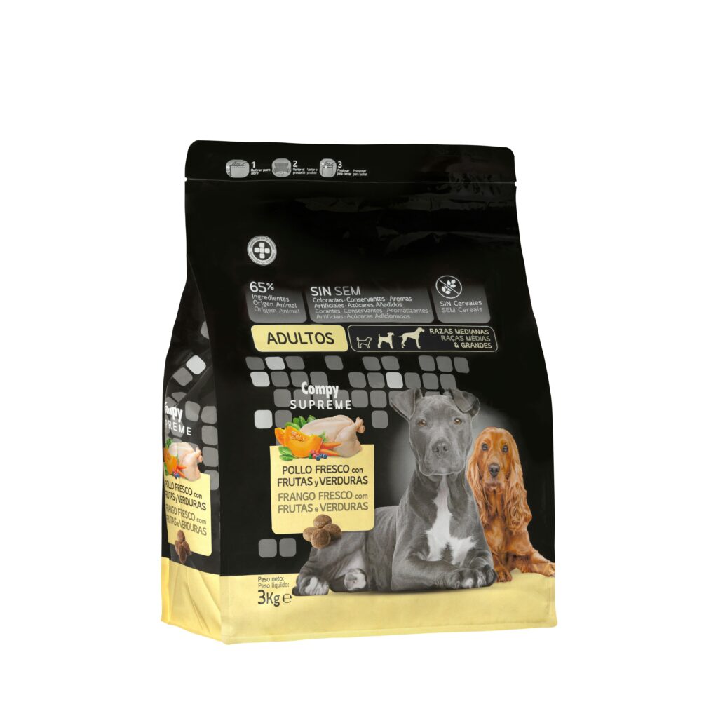 Comida perro adulto Supreme Compy pollo fresco con frutas y verduras razas medianas y grandes