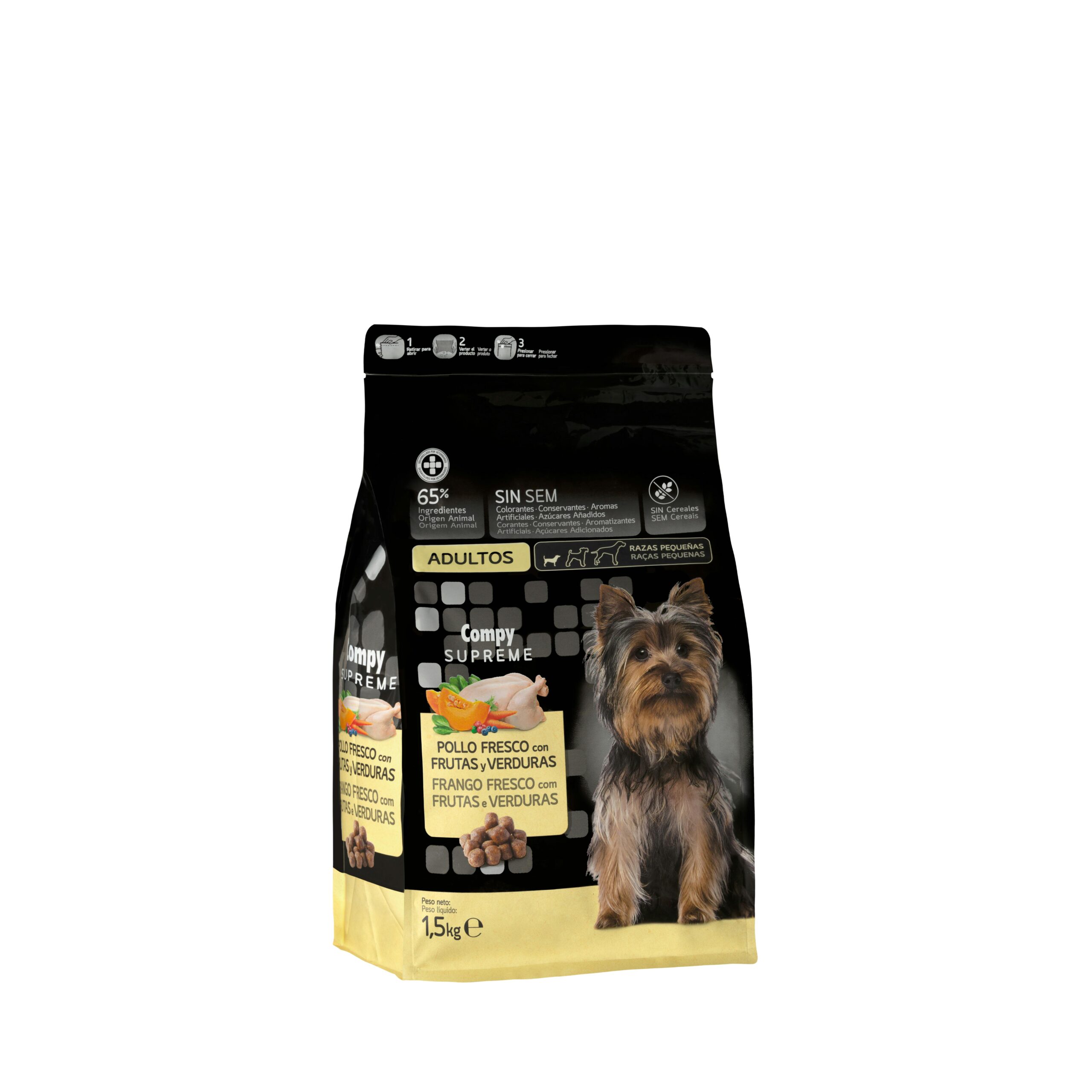Comida perro adulto Supreme Compy pollo fresco con frutas y verduras razas pequeñas Comida perro adulto Supreme Compy pollo fresco con frutas y verduras razas pequeñas
