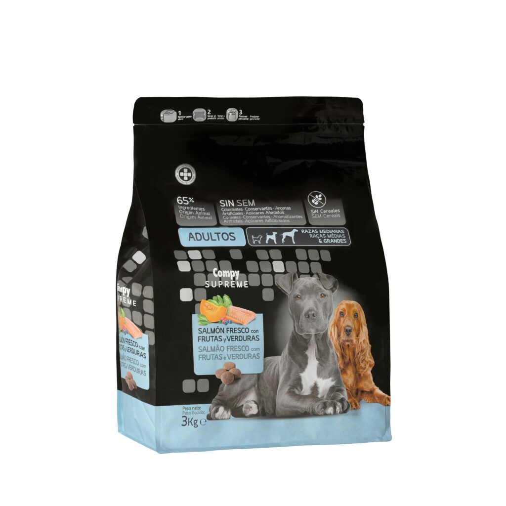 Comida perro adulto Supreme Compy salmón fresco con frutas y verduras razas medianas y grandes