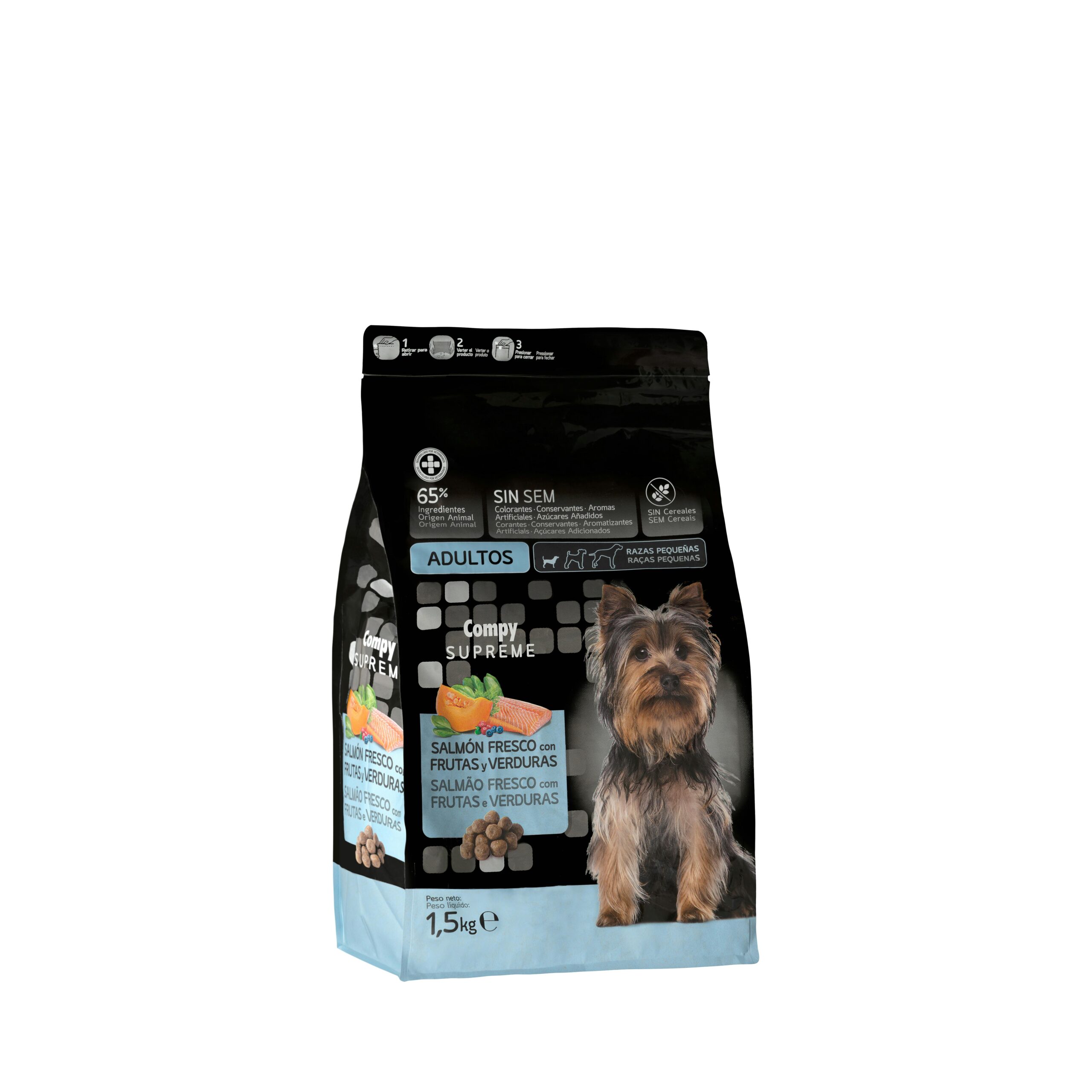 Comida perro adulto Supreme Compy salmón fresco con frutas y verduras razas pequeñas