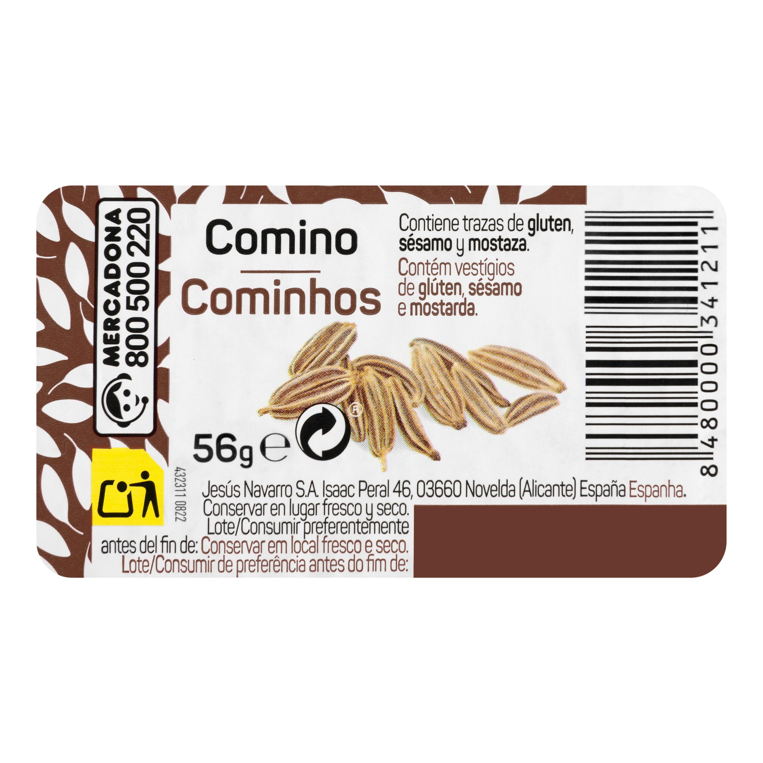 Etiqueta Comino en grano Hacendado