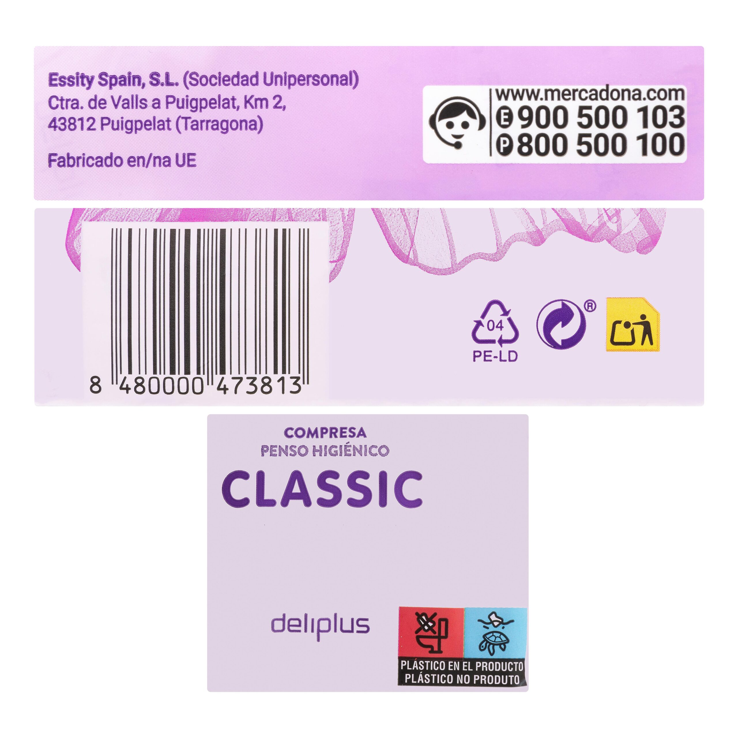 Etiqueta Compresa sin alas normal plegada Deliplus Classic