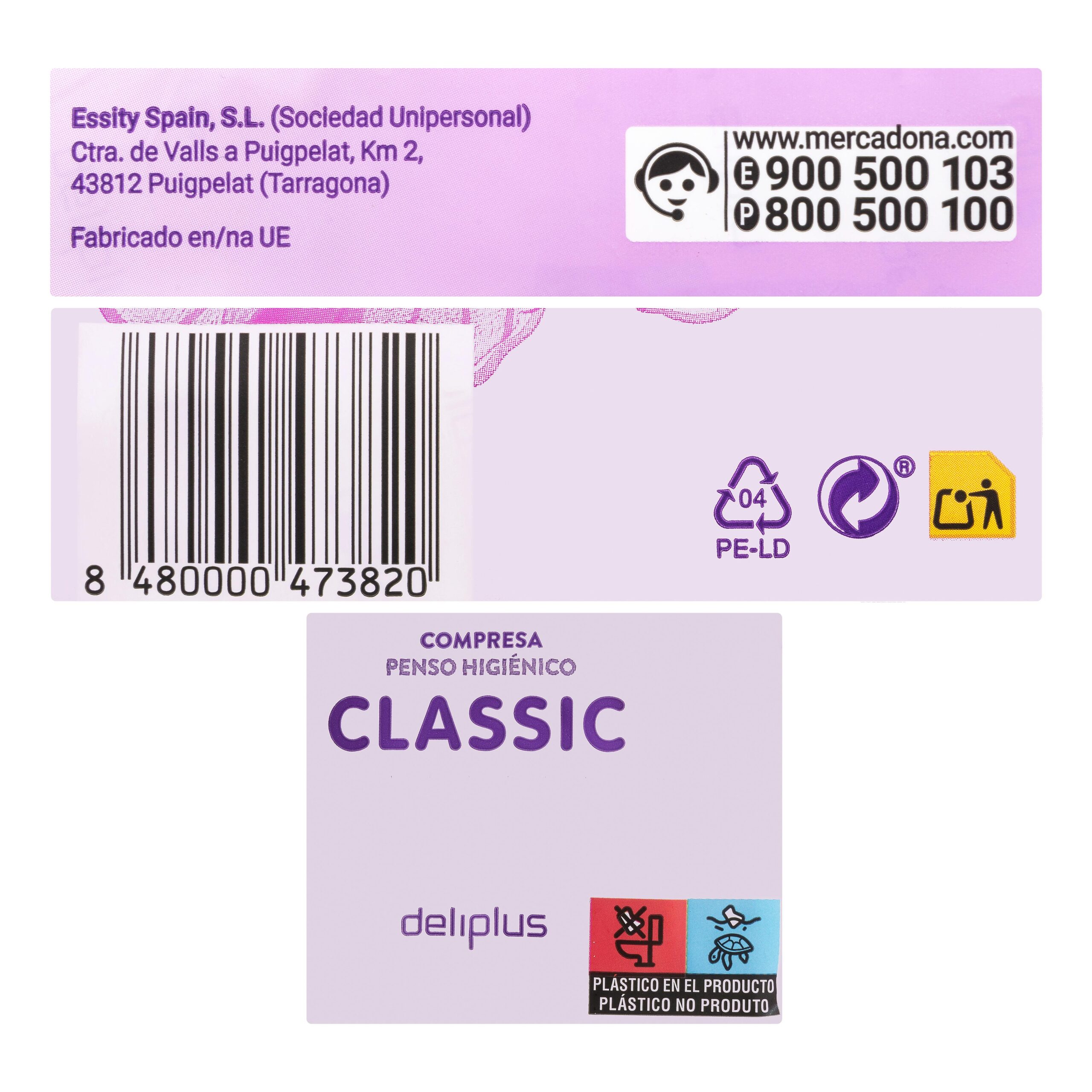 Etiqueta Compresa sin alas super plegada Deliplus Classic