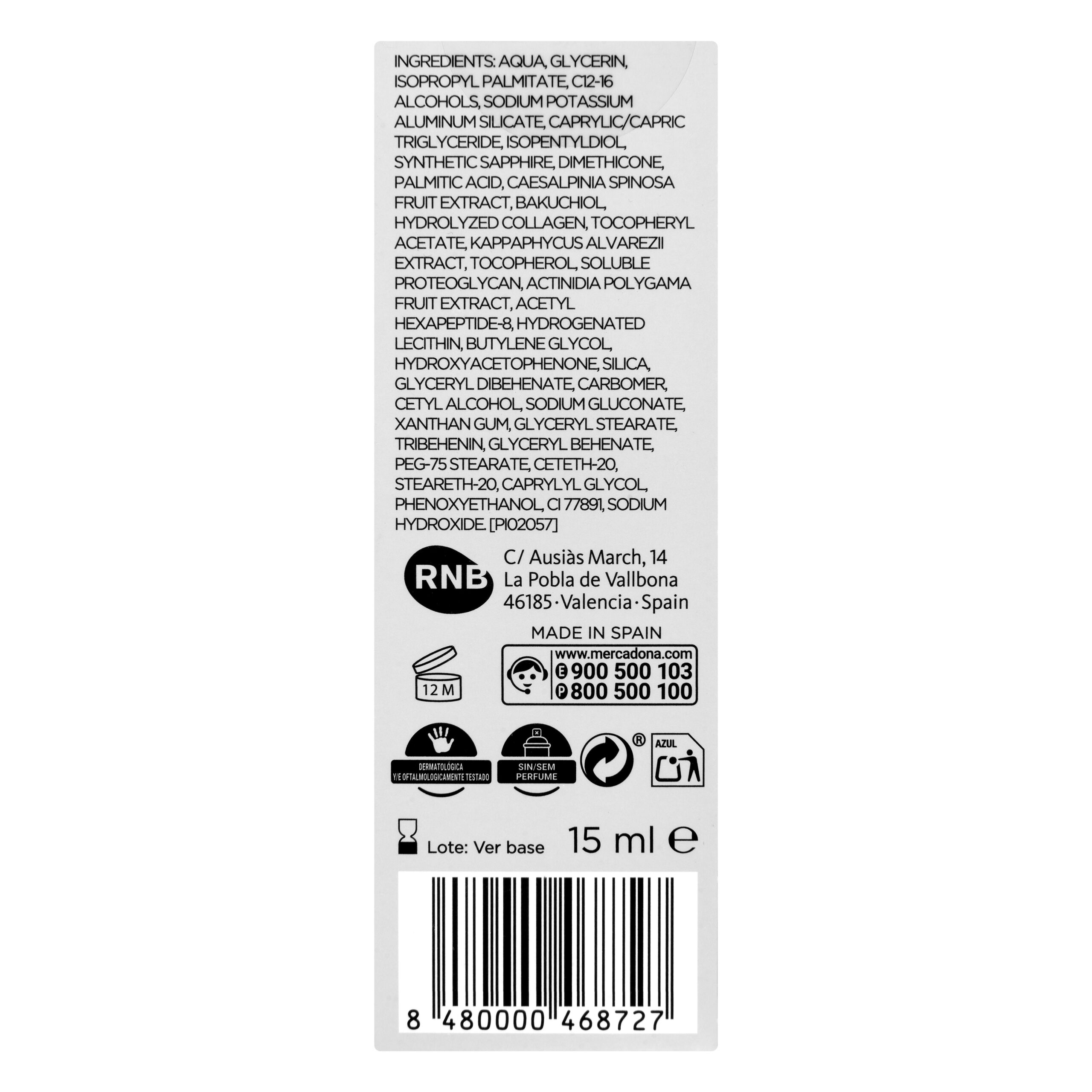 Etiqueta Contorno de ojos arrugas y bolsas Deliplus Prevent Age Skin todo tipo de piel