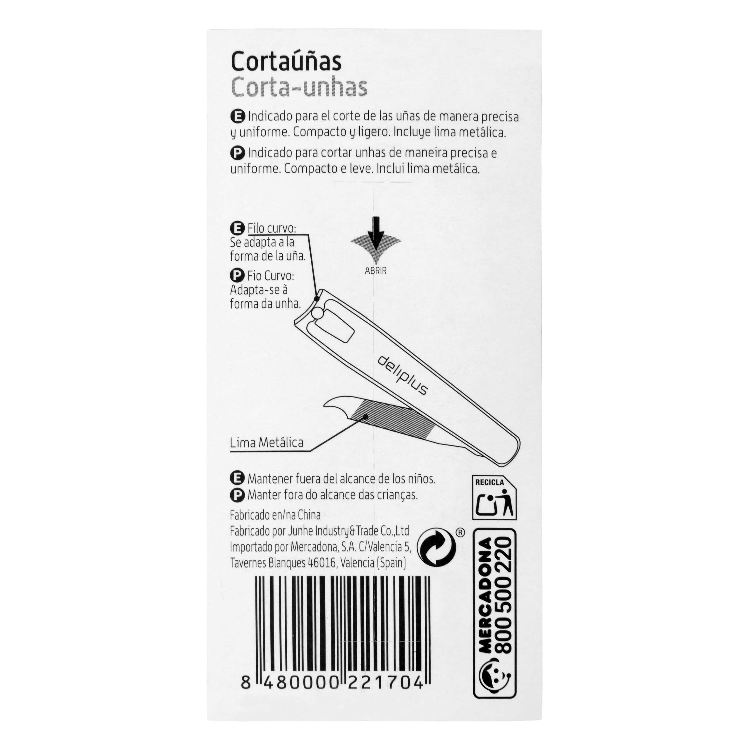 Etiqueta Cortaúñas manos y pies Deliplus