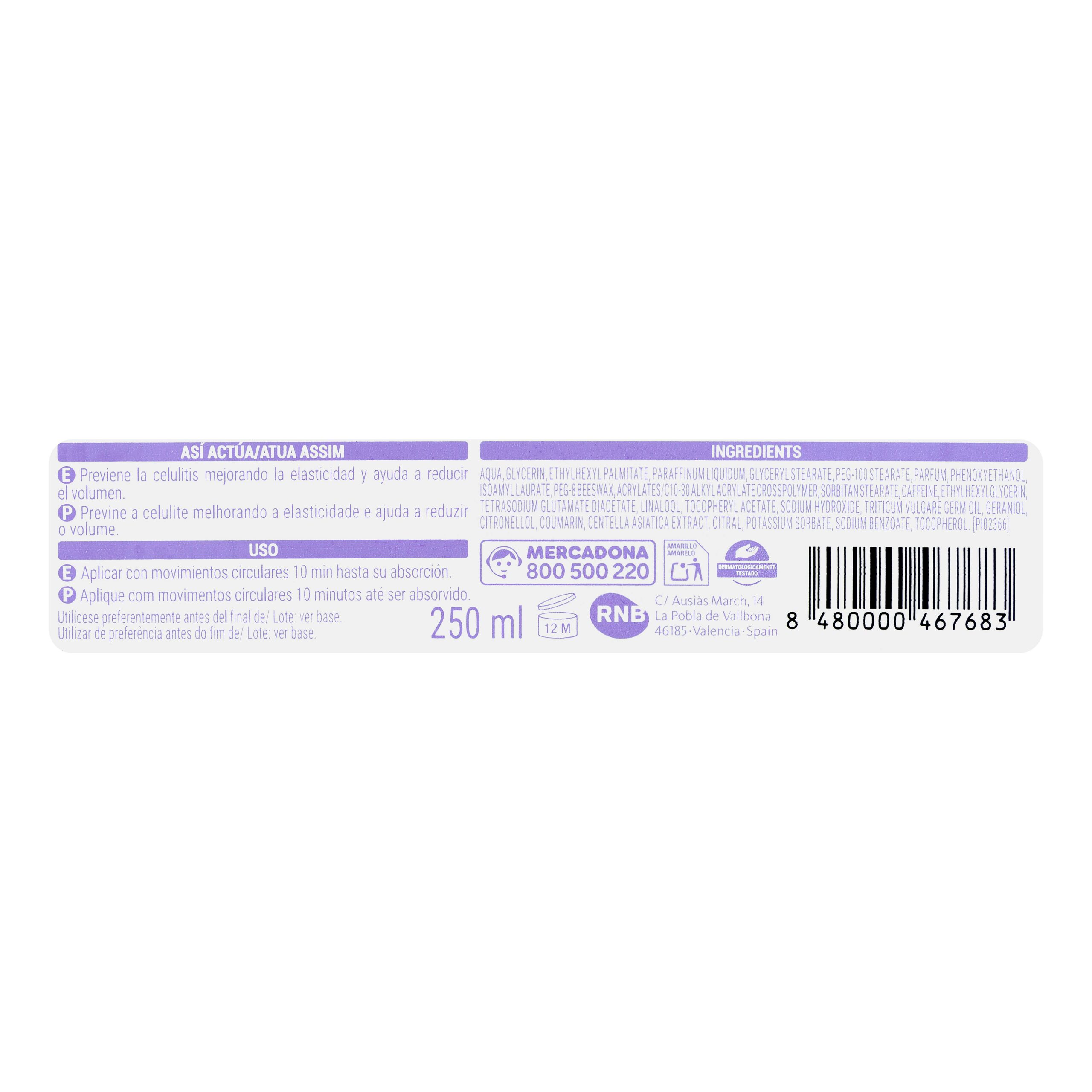 Etiqueta Crema corporal anticelulítica Deliplus