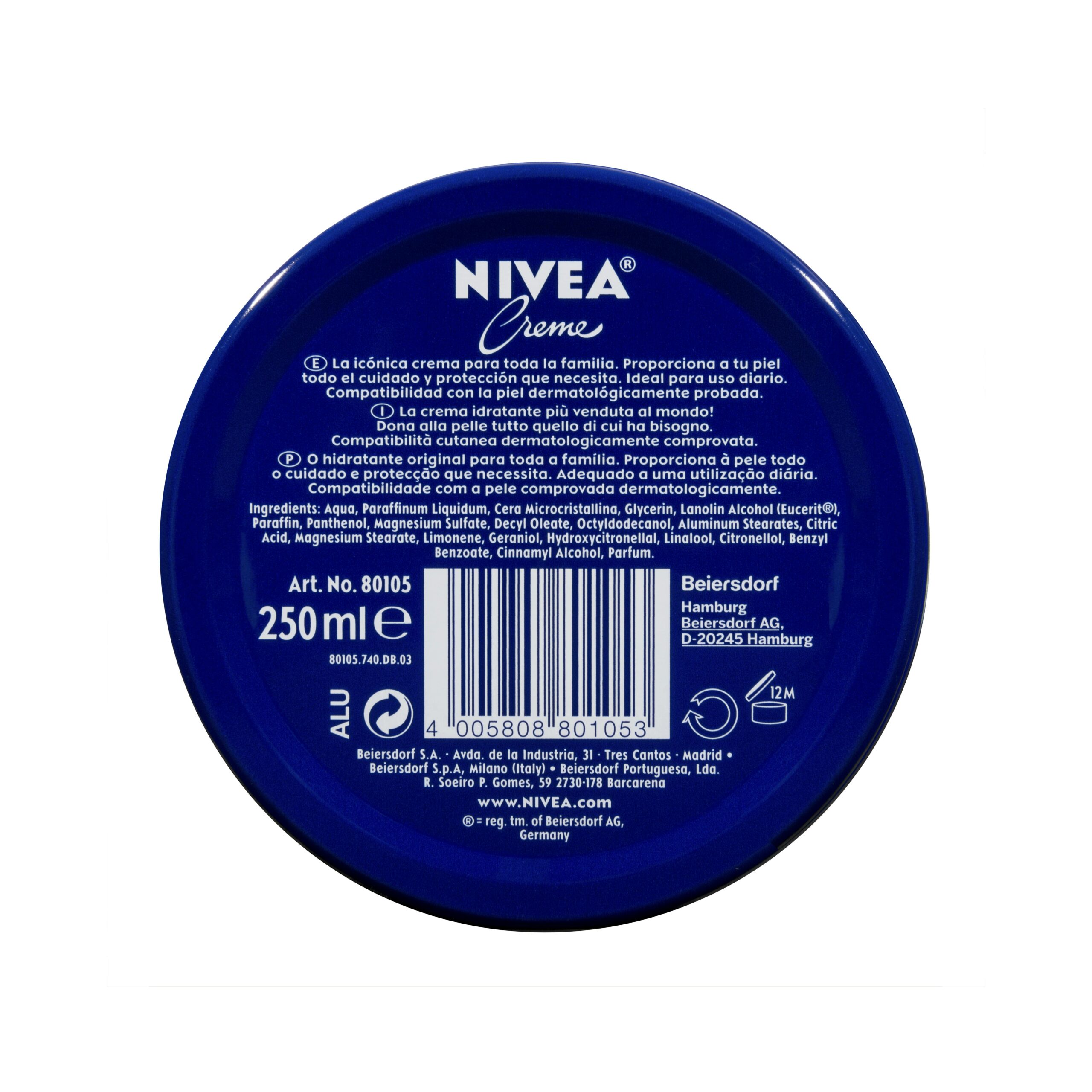 Etiqueta Crema corporal Nivea