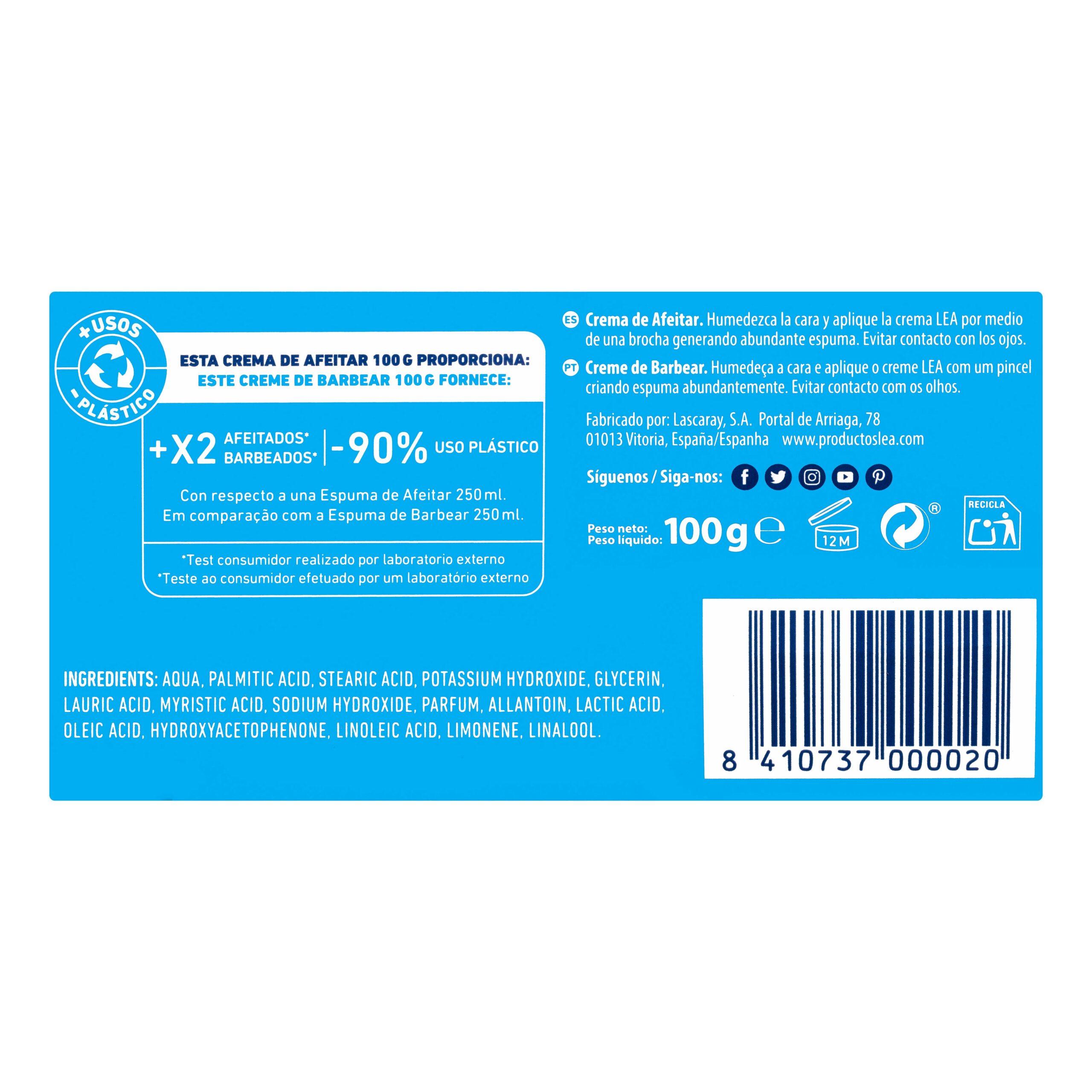 Etiqueta Crema de afeitar piel sensible Original Lea uso con brocha