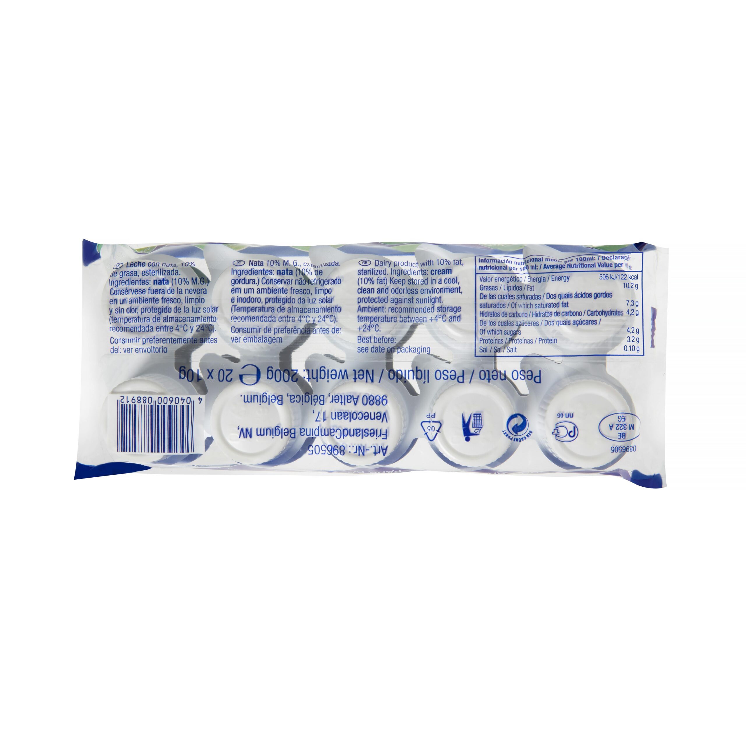 Etiqueta Crema de leche para café Campina