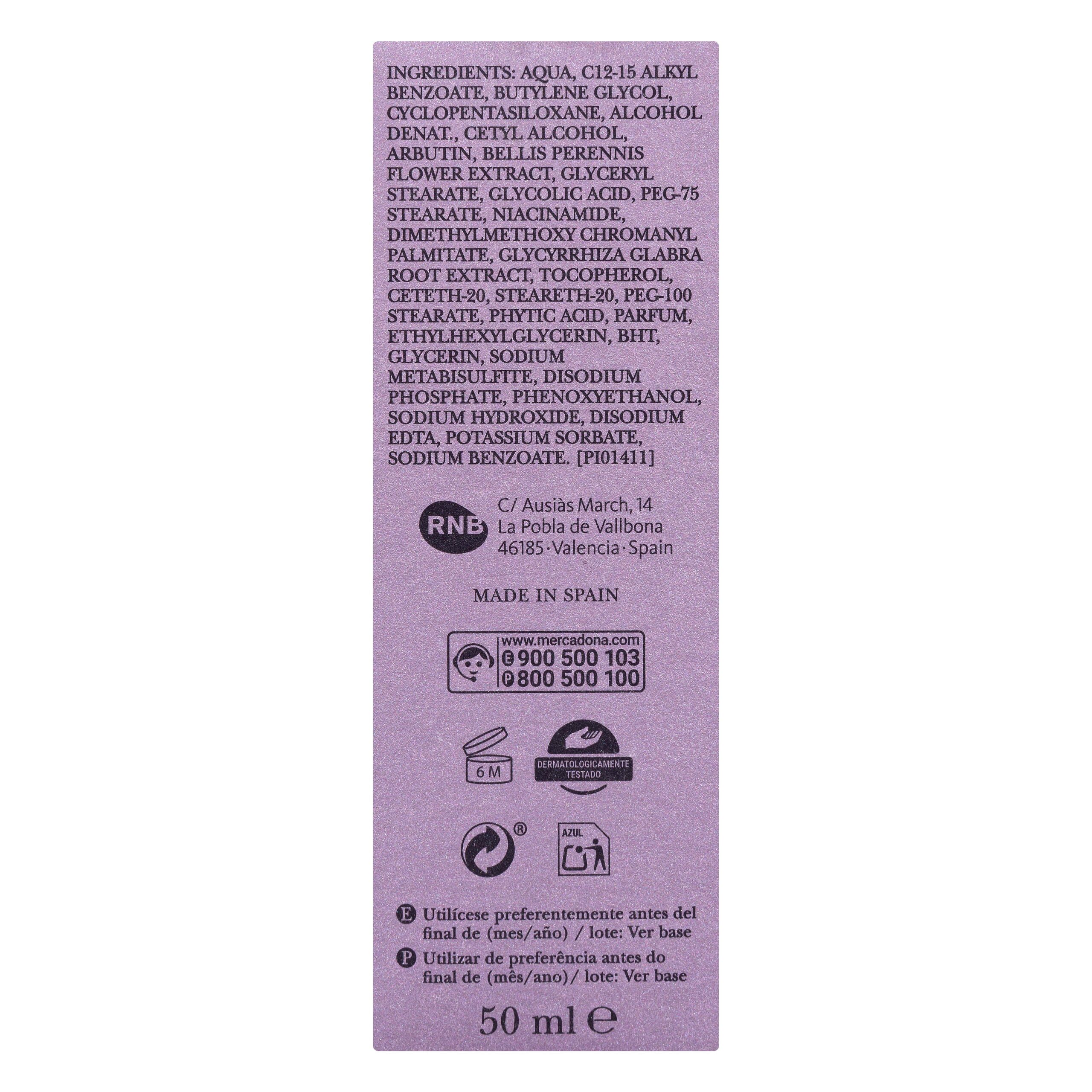Etiqueta Crema facial noche Deliplus aclarante anti-manchas todo tipo de piel