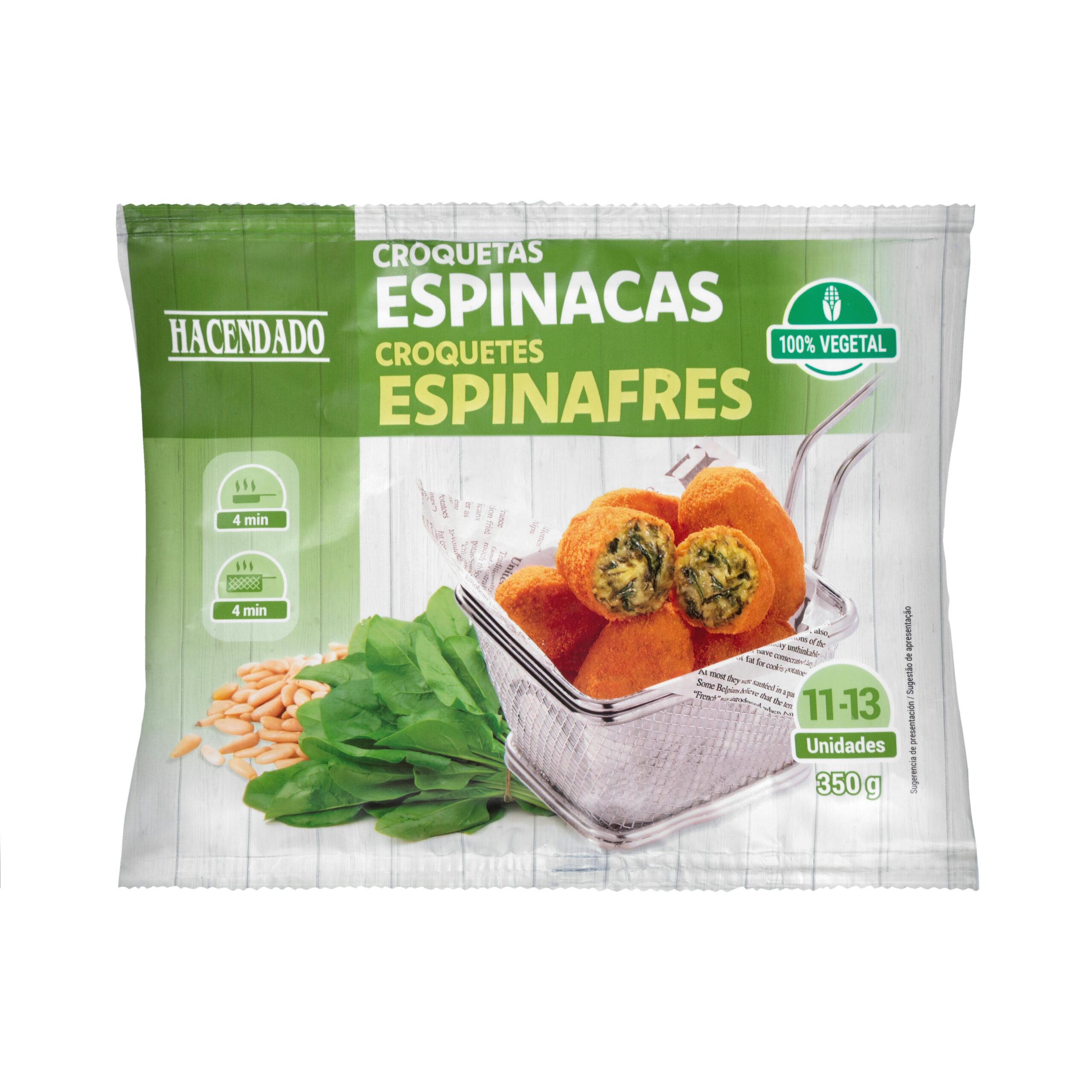 Croquetas de espinacas Hacendado ultracongeladas Mercadona