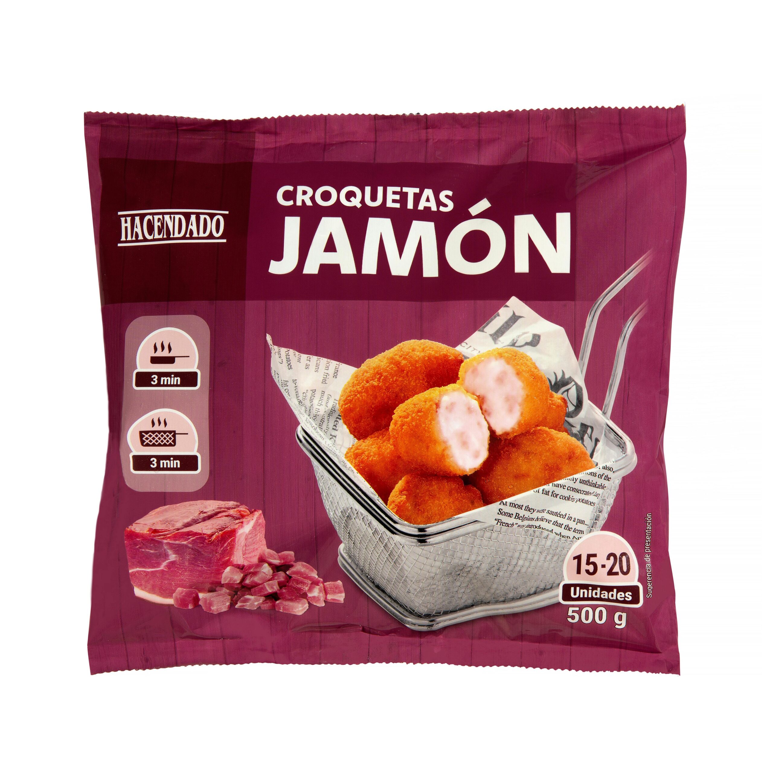 Croquetas de jamón Hacendado ultracongeladas Mercadona