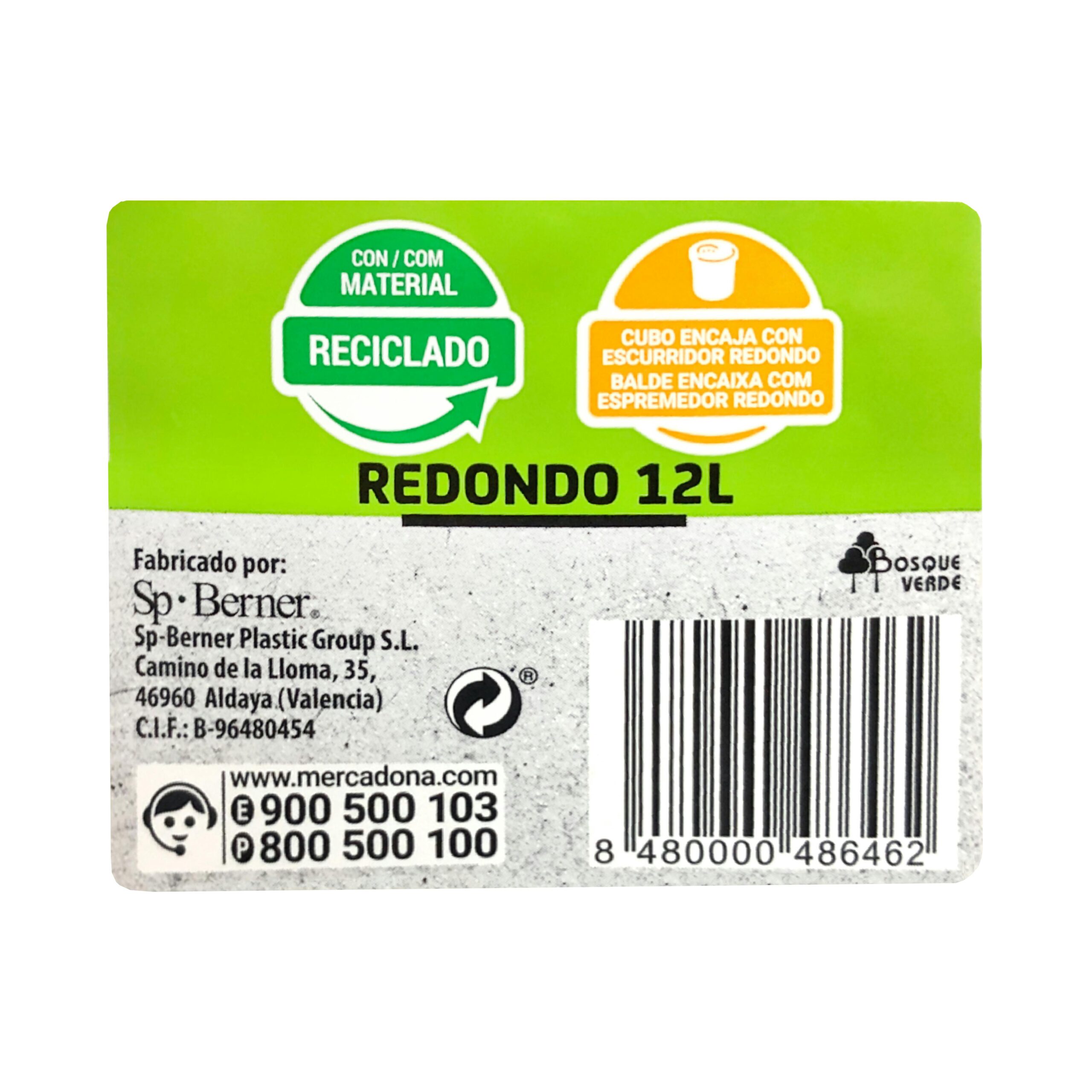 Etiqueta Cubo redondo 12L Bosque Verde