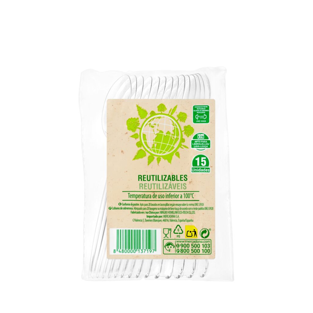 Cucharas postre de plástico Bosque Verde reutilizables
