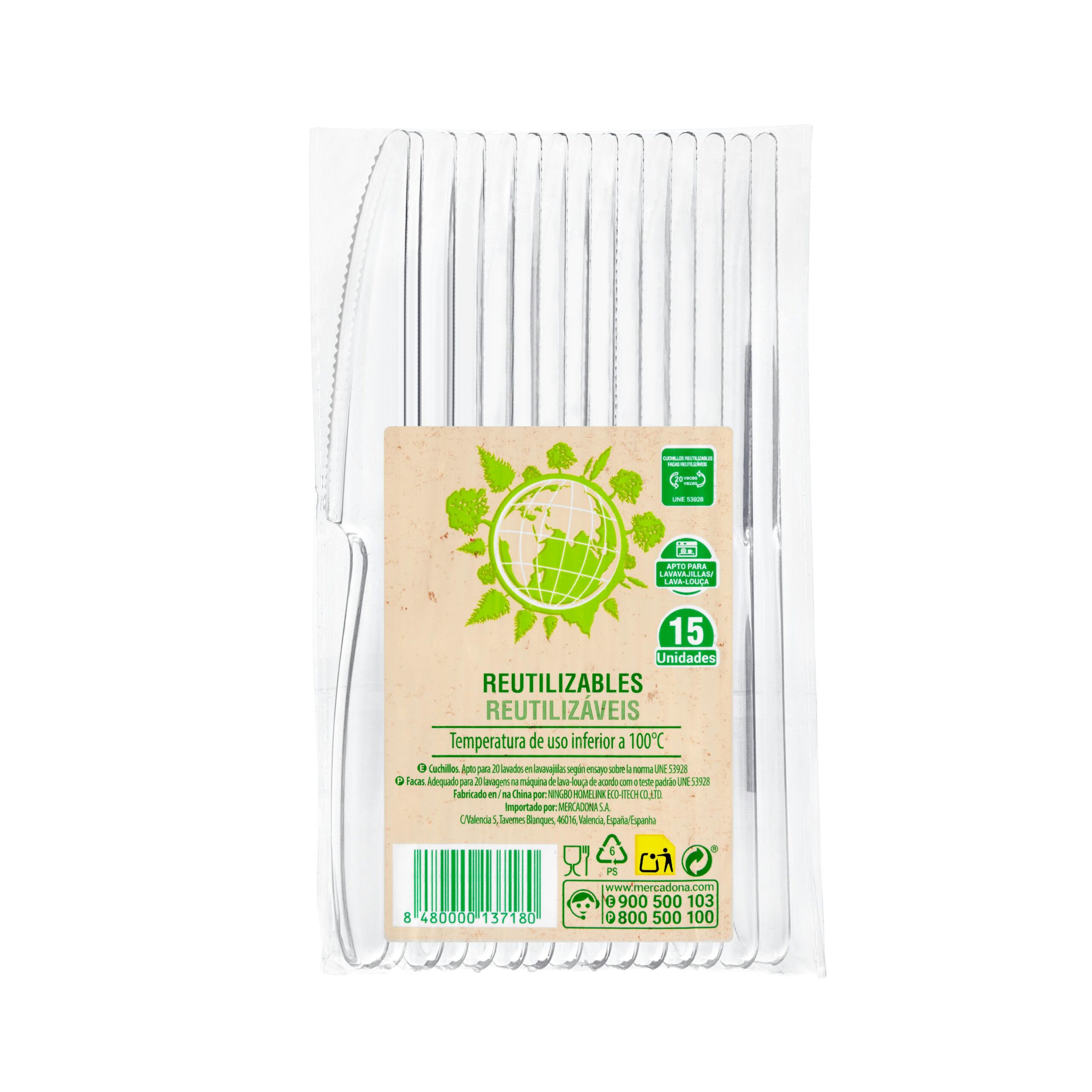 Cuchillos de plástico Bosque Verde reutilizables Mercadona