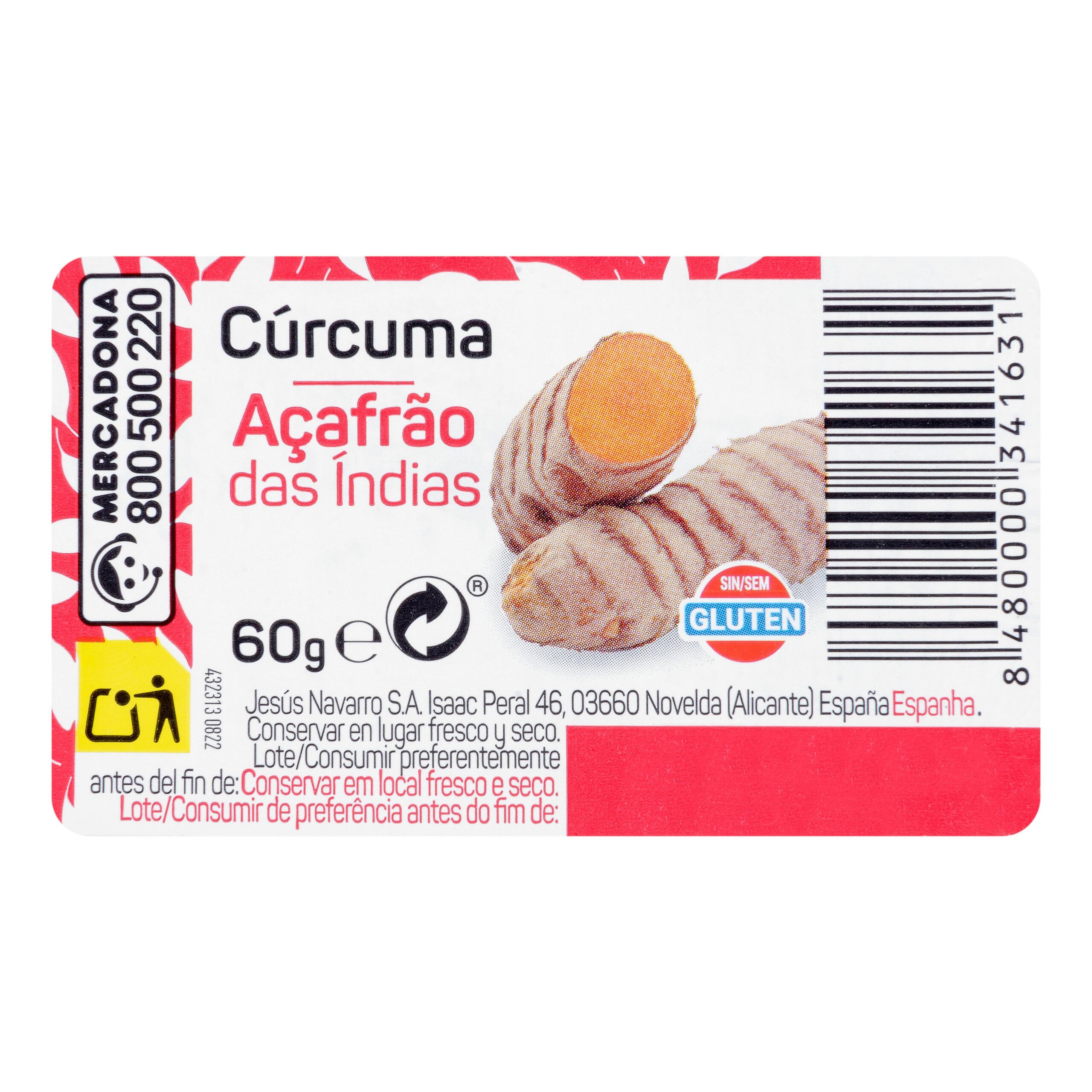 Etiqueta Cúrcuma Hacendado
