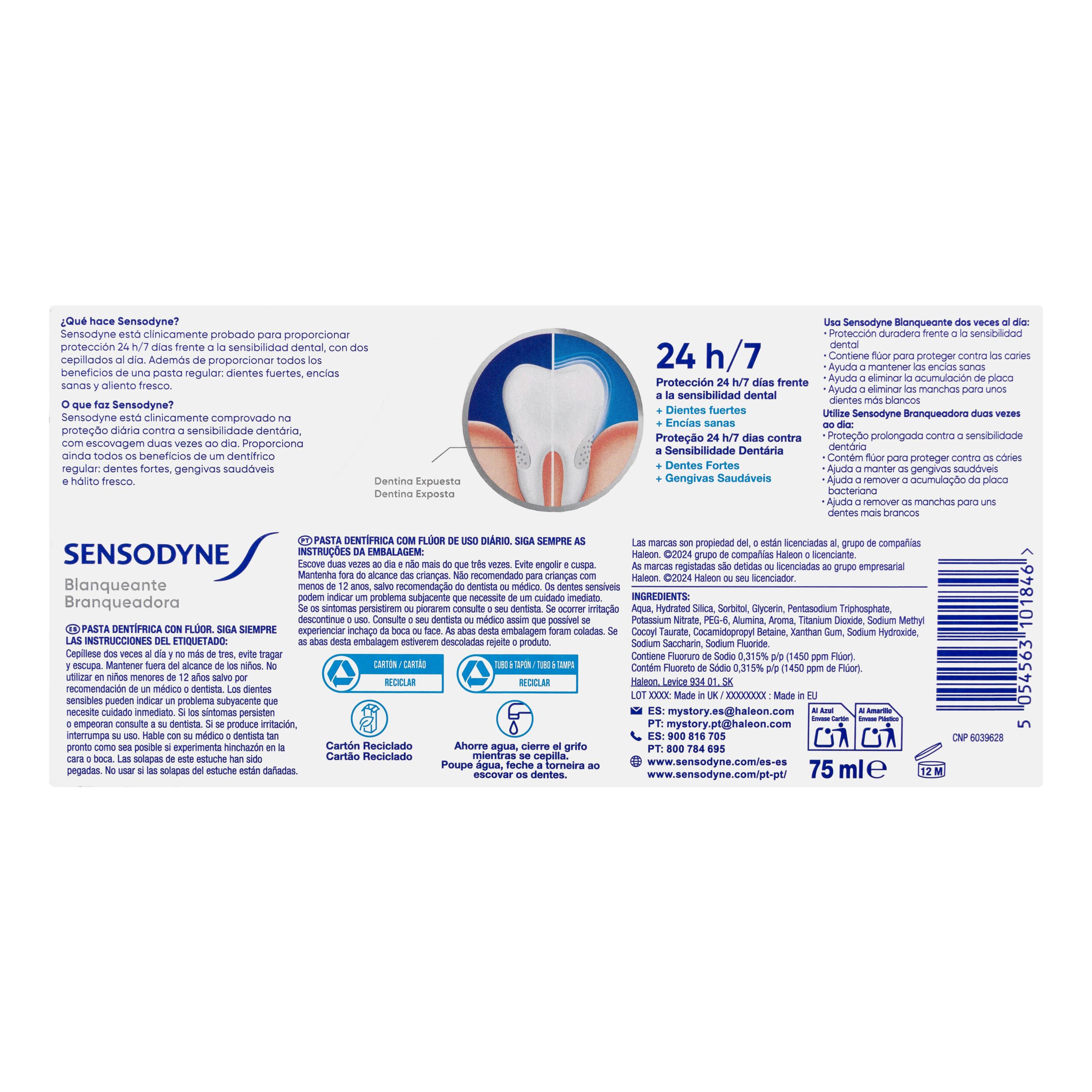 Etiqueta Dentífrico Blanqueante Sensodyne