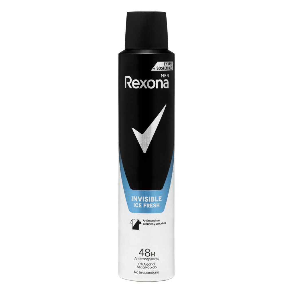 Desodorante invisible ice fresh Rexona Men antitranspirante y antimanchas 0% alcohol