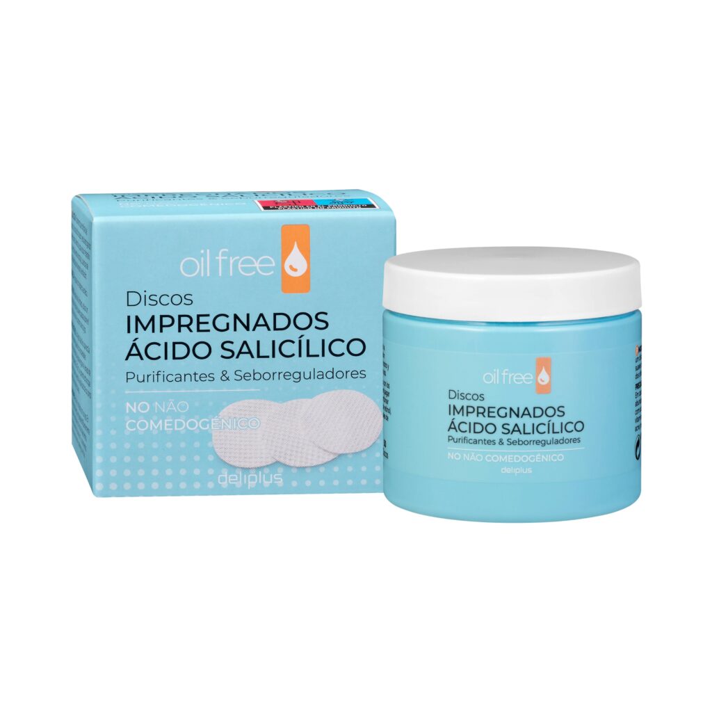 Discos impregnados ácido salicílico Deliplus Oil Free purificantes y seborreguladores piel grasa y acneica