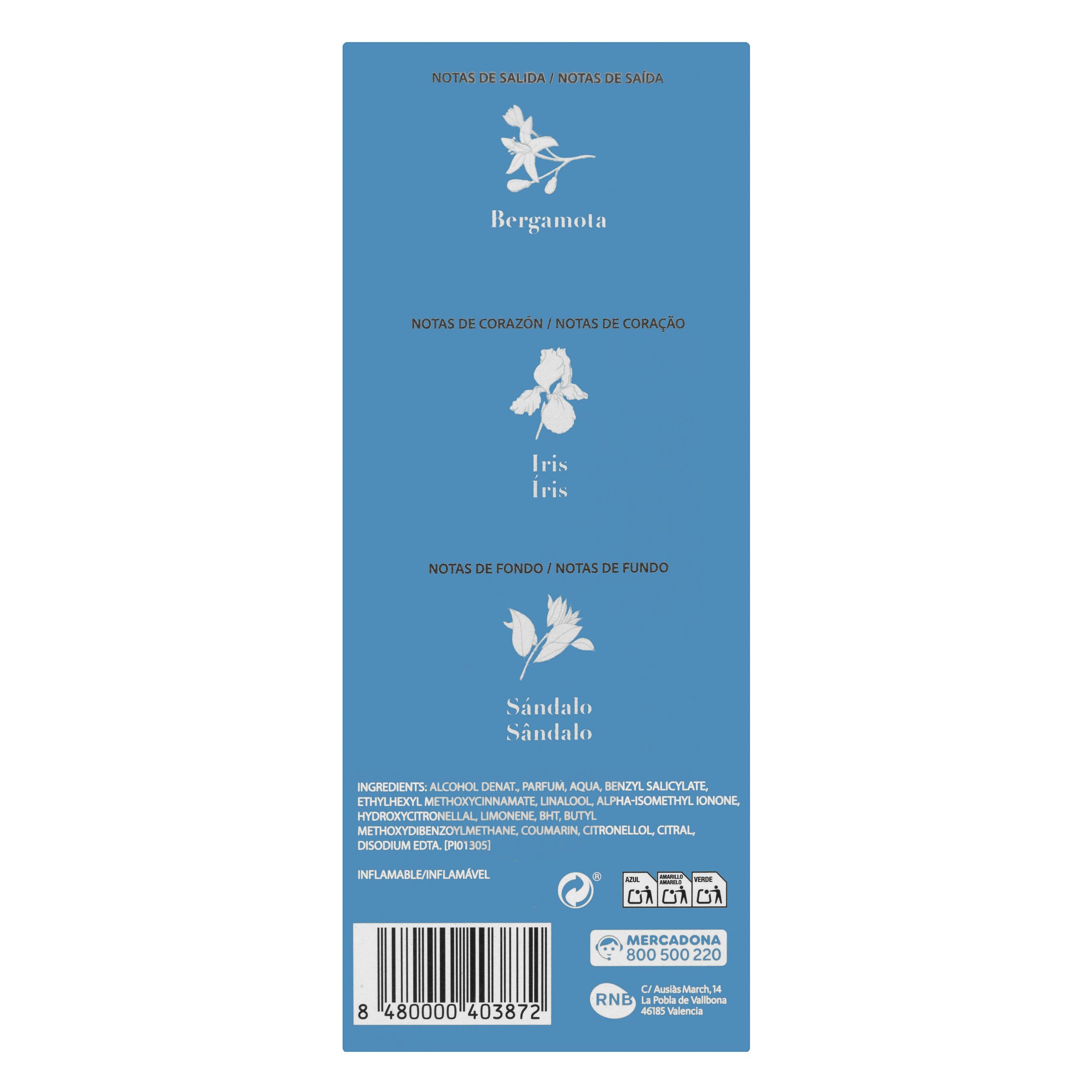 Etiqueta Eau de parfum mujer Blue Shine