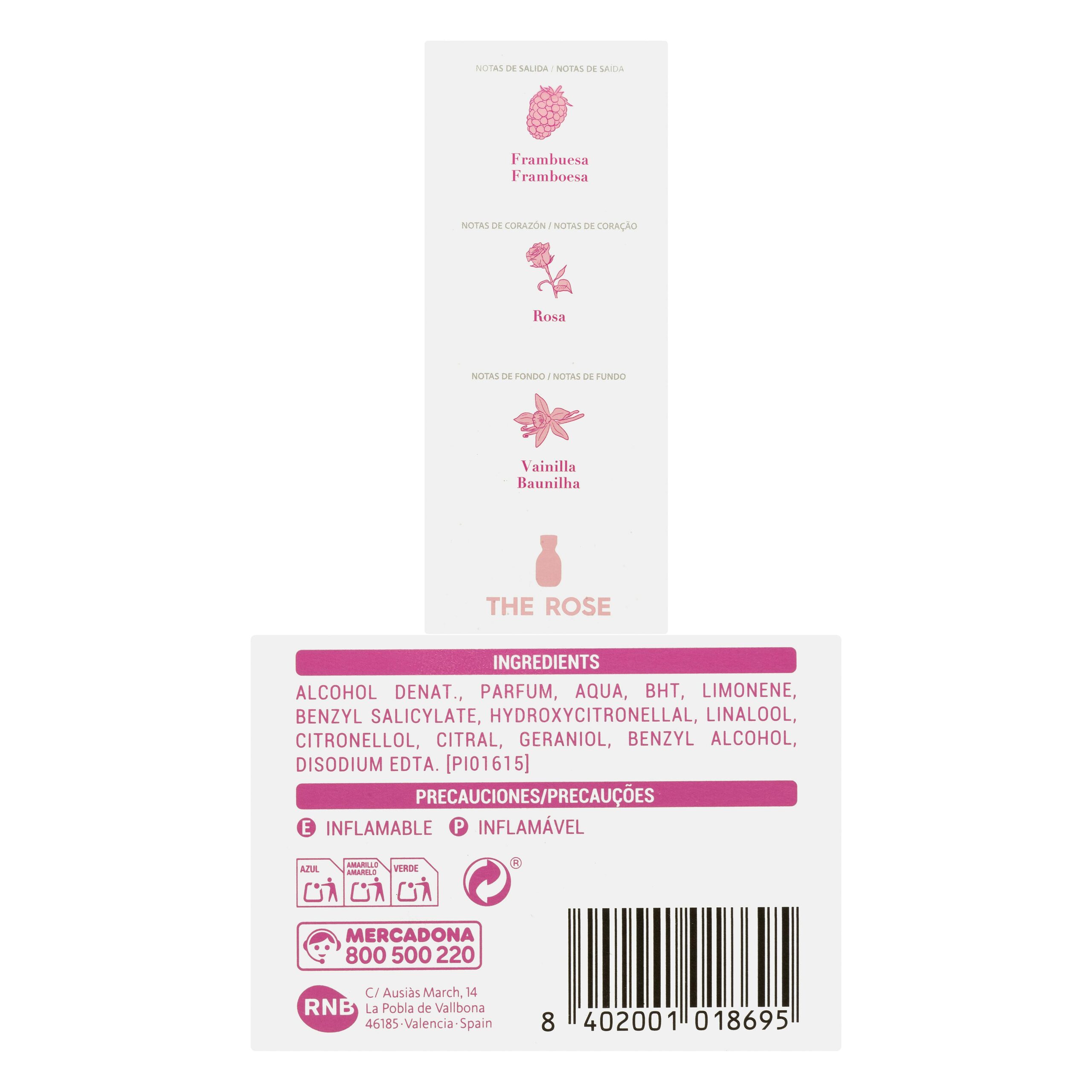Etiqueta Eau de parfum mujer Como Tú The Rose