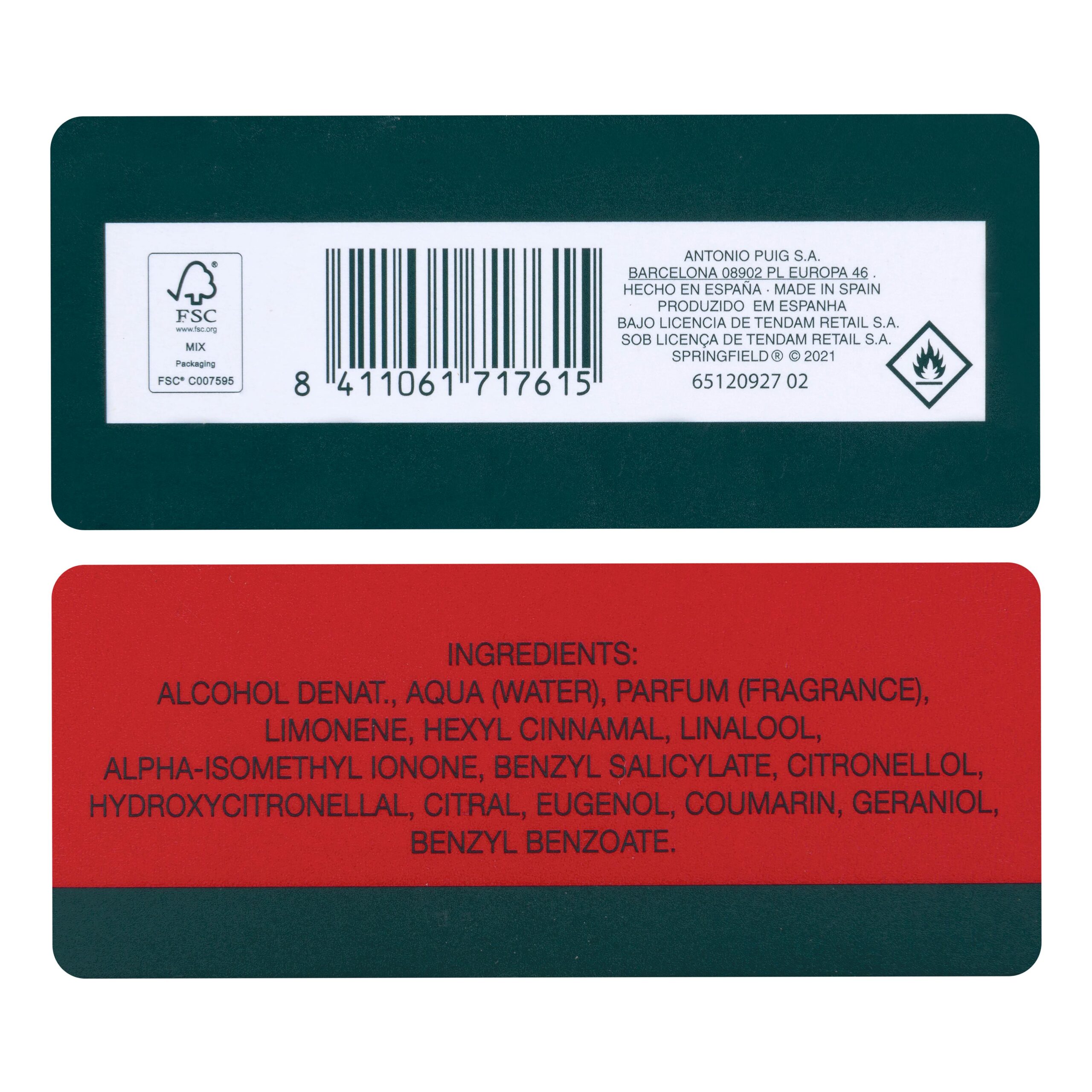 Etiqueta Eau de toilette hombre Springfield