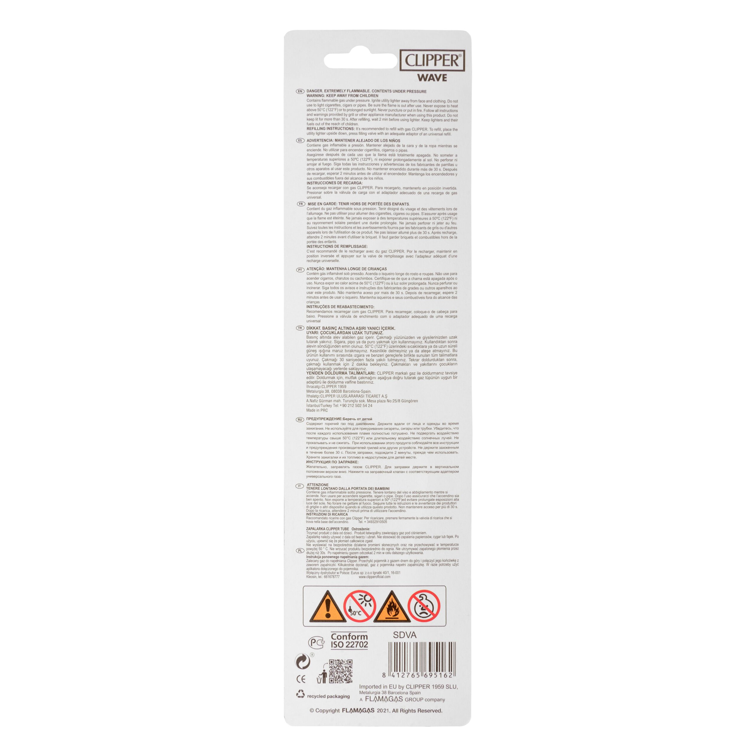 Etiqueta Encendedor cocina largo Clipper