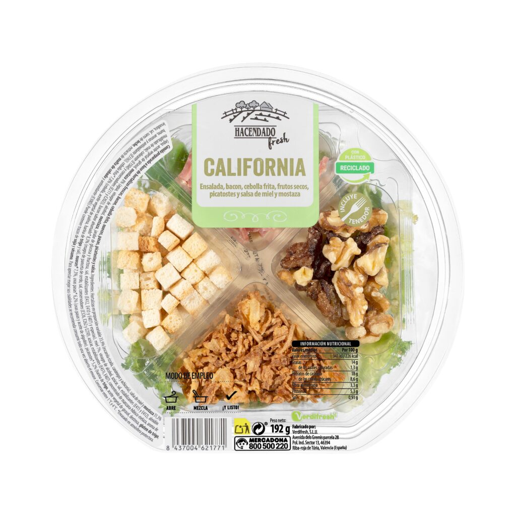 Ensalada California compuesta por mezcla de hortalizas frescas