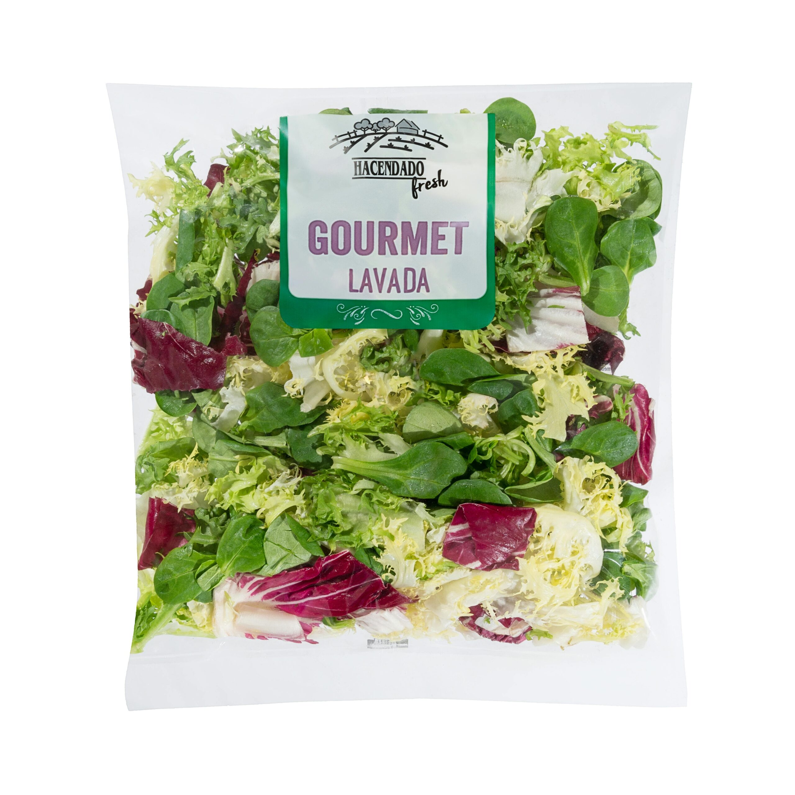 Ensalada mezcla gourmet compuesta por escarola rizada, radicchio y canónigos Mercadona