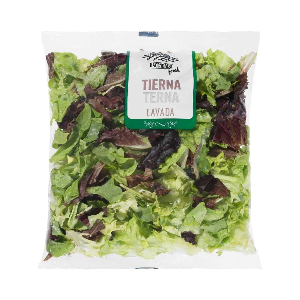 Ensalada mezcla tierna compuesta por lechuga hoja de roble verde