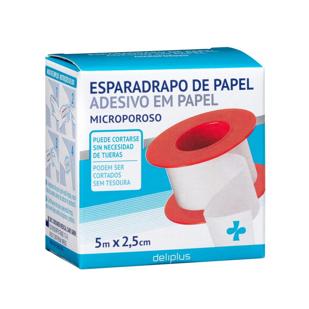 Esparadrapo de papel adhesivo microporoso color blanco Deliplus 5 m x 2