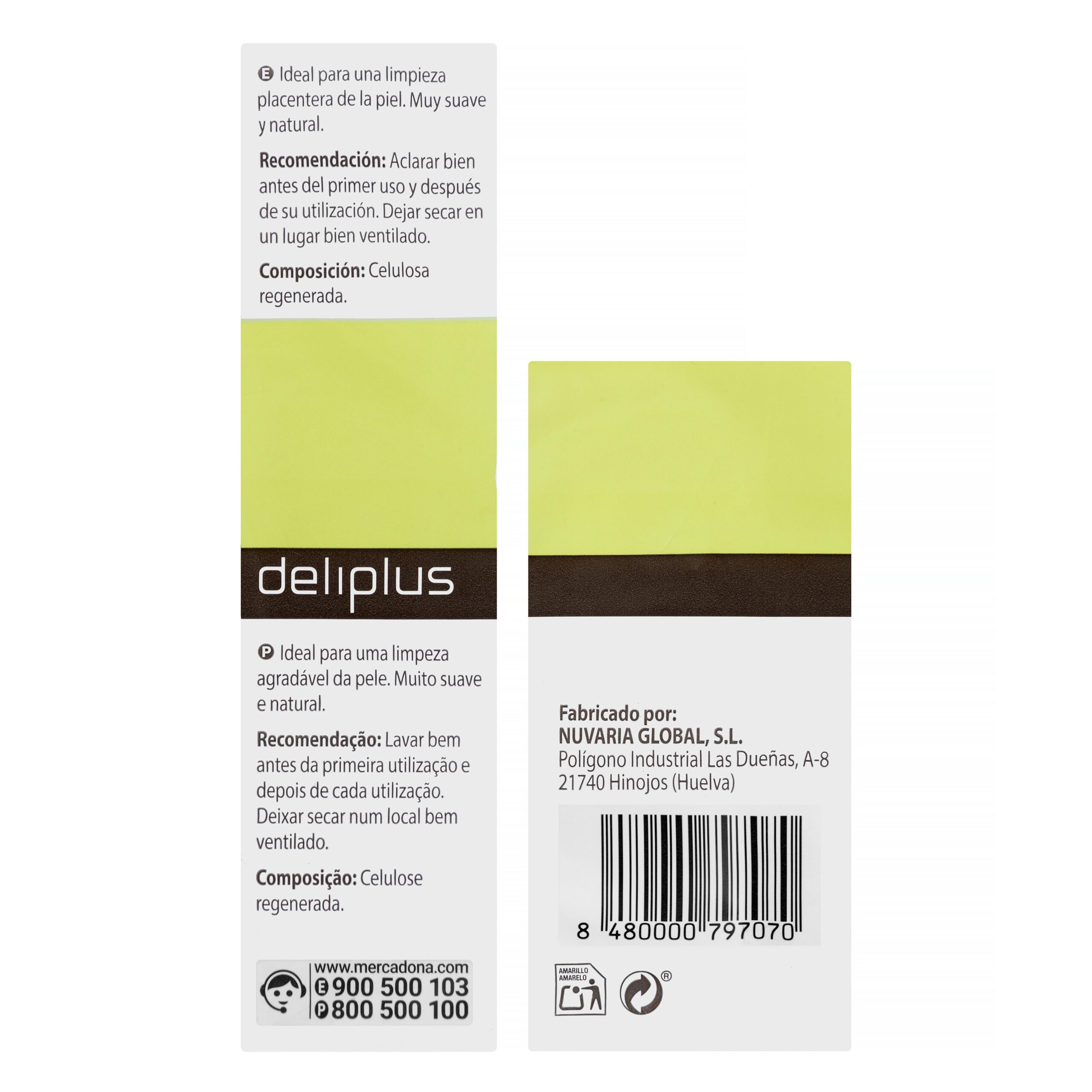 Etiqueta Esponja de baño vegetal fibras naturales Deliplus