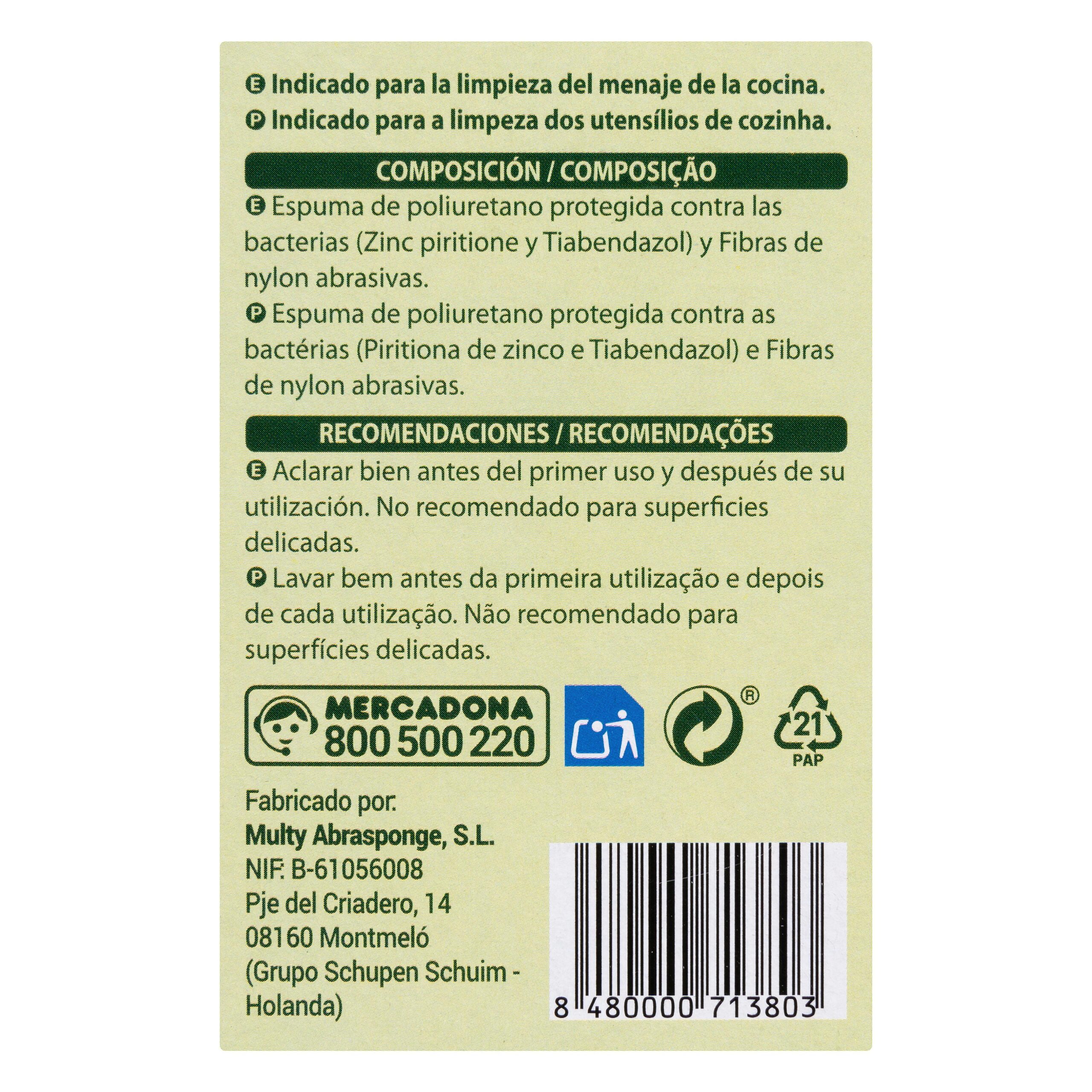 Etiqueta Estropajo suciedad resistente Bosque Verde