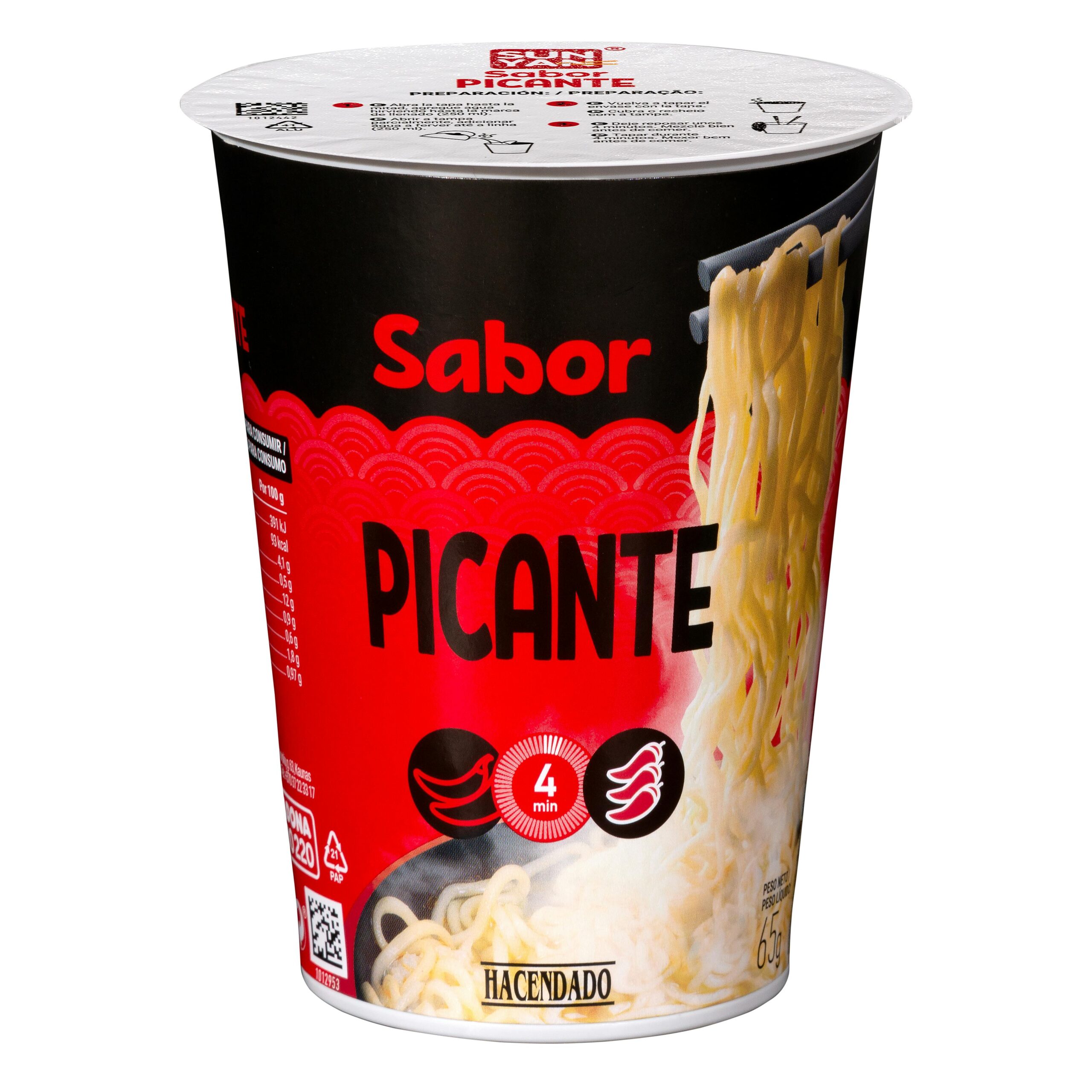 Fideos orientales sabor picante Hacendado Mercadona