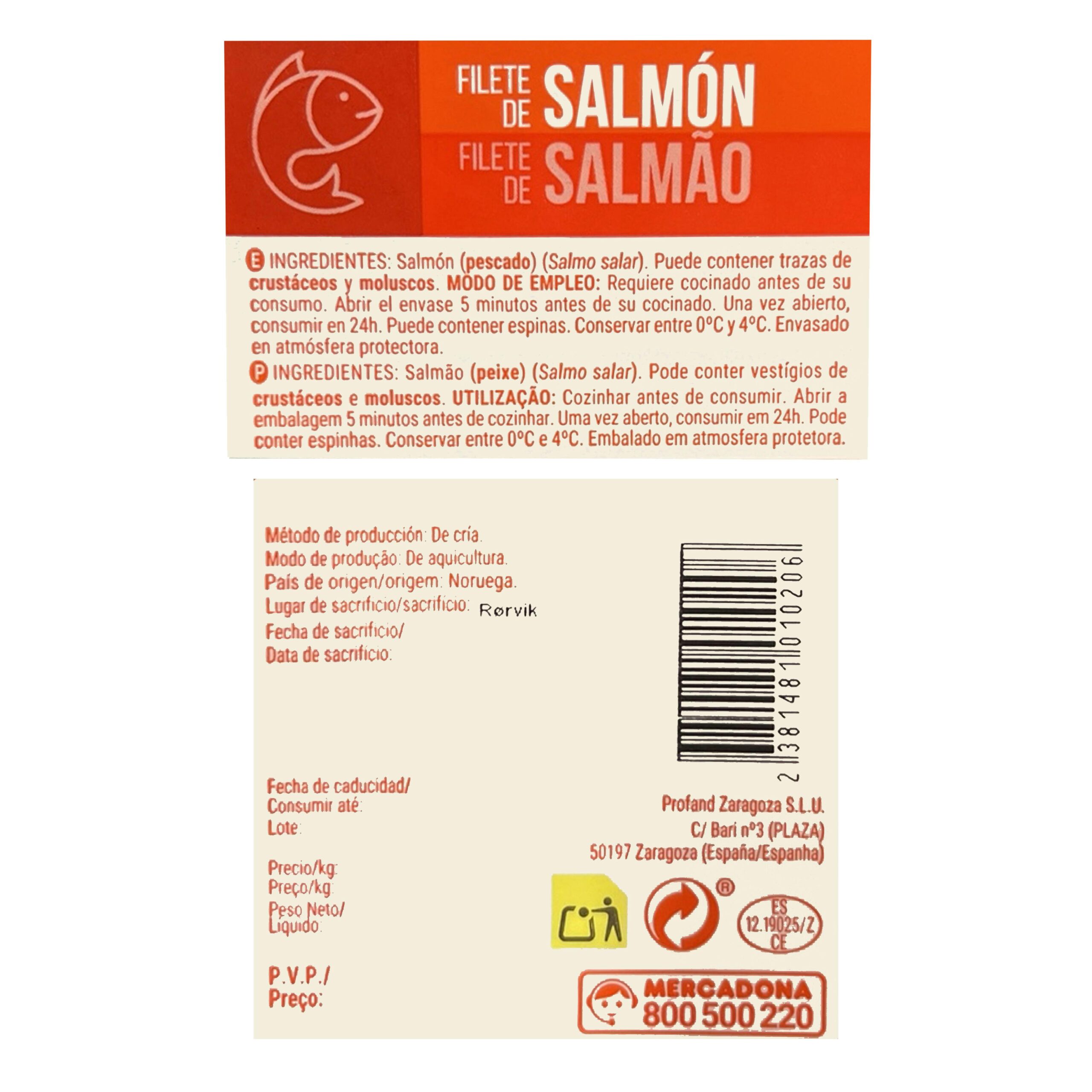 Etiqueta Filete de salmón